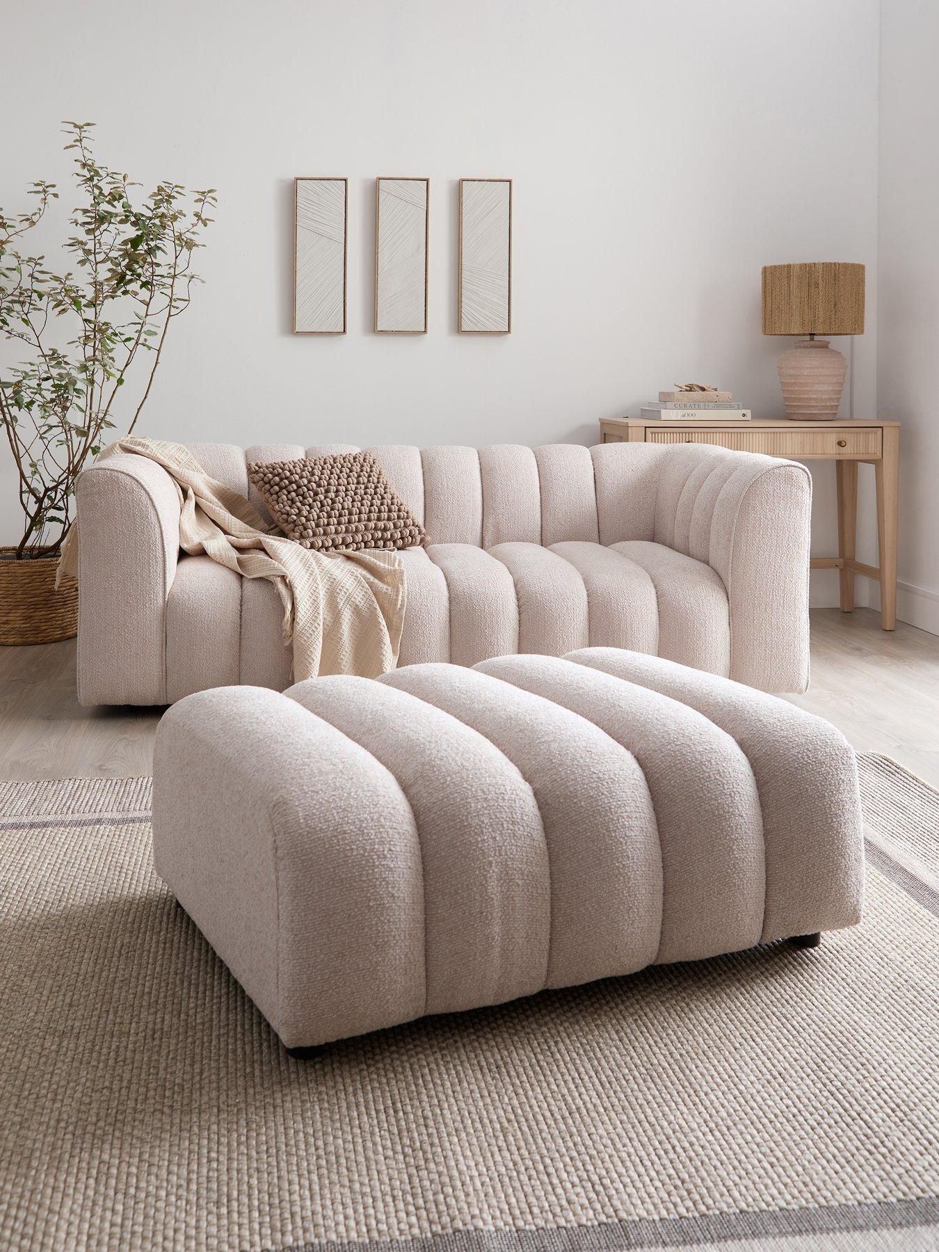 Michelle Keegan Home Mikah 3 Seater Fabric Sofa + Footstool Set (Buy  &  SAVE!)
