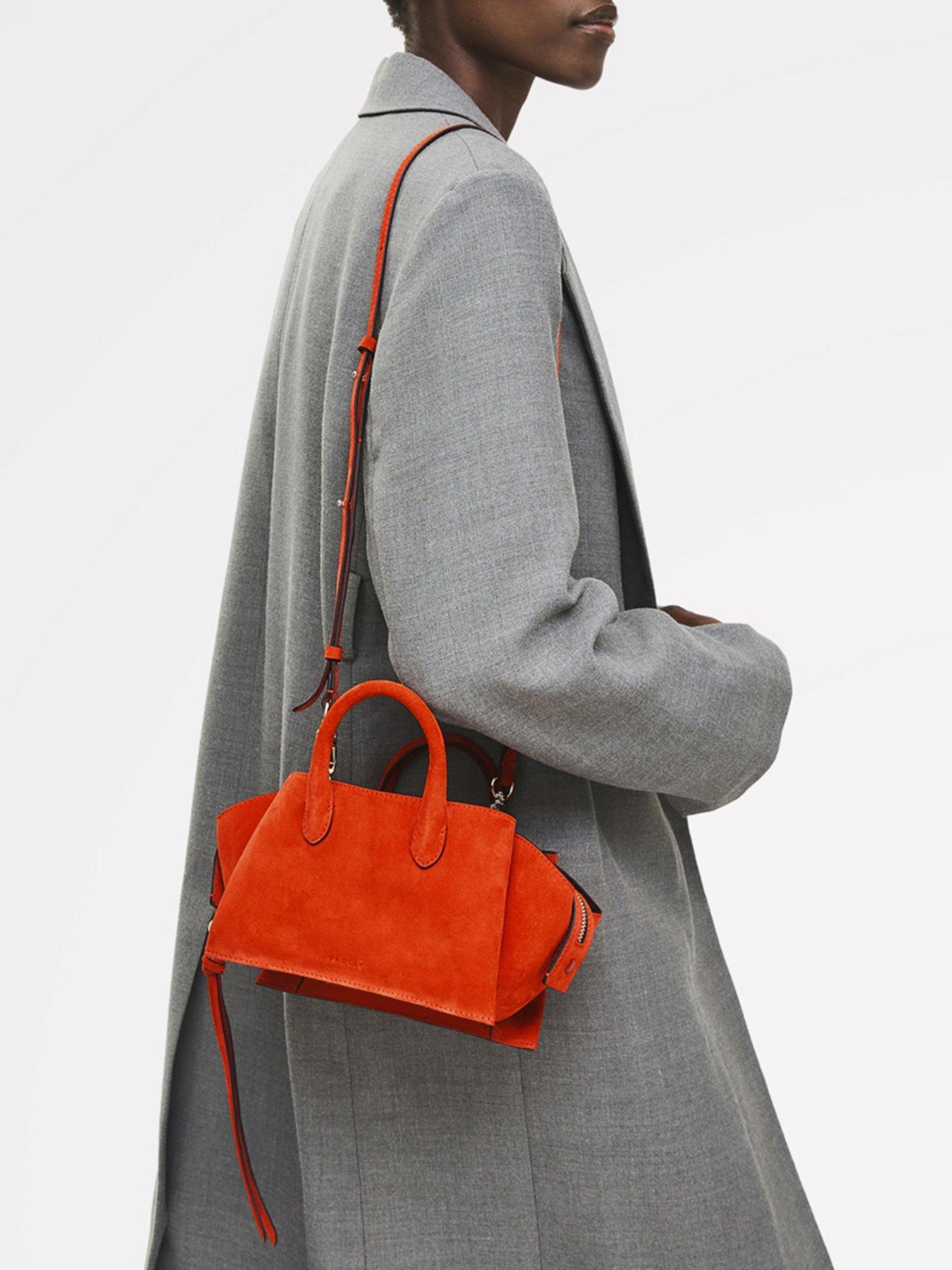 Image 1 of 4 of Radley The Romilly Small Suede Ziptop Grab Bag - Flame