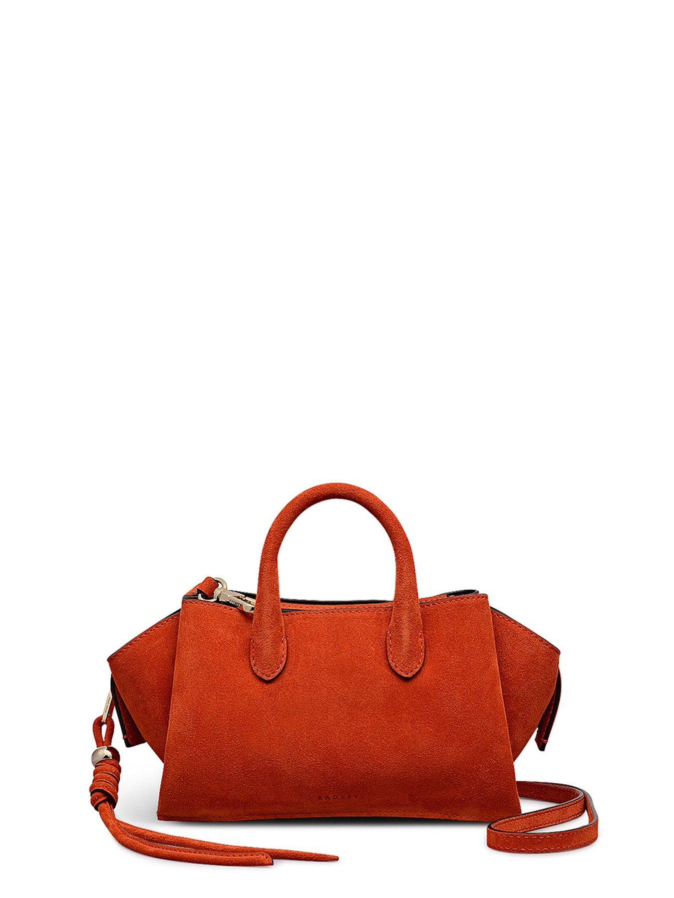 Image 2 of 4 of Radley The Romilly Small Suede Ziptop Grab Bag - Flame
