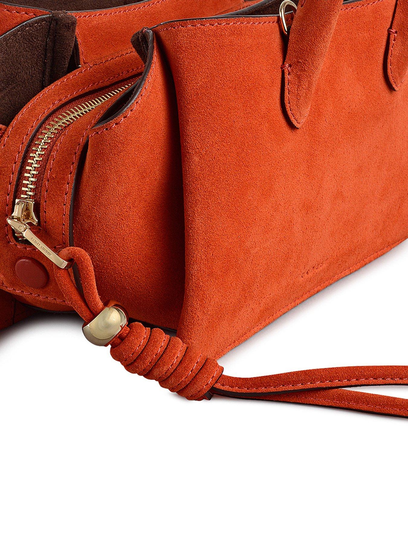 Image 3 of 4 of Radley The Romilly Small Suede Ziptop Grab Bag - Flame