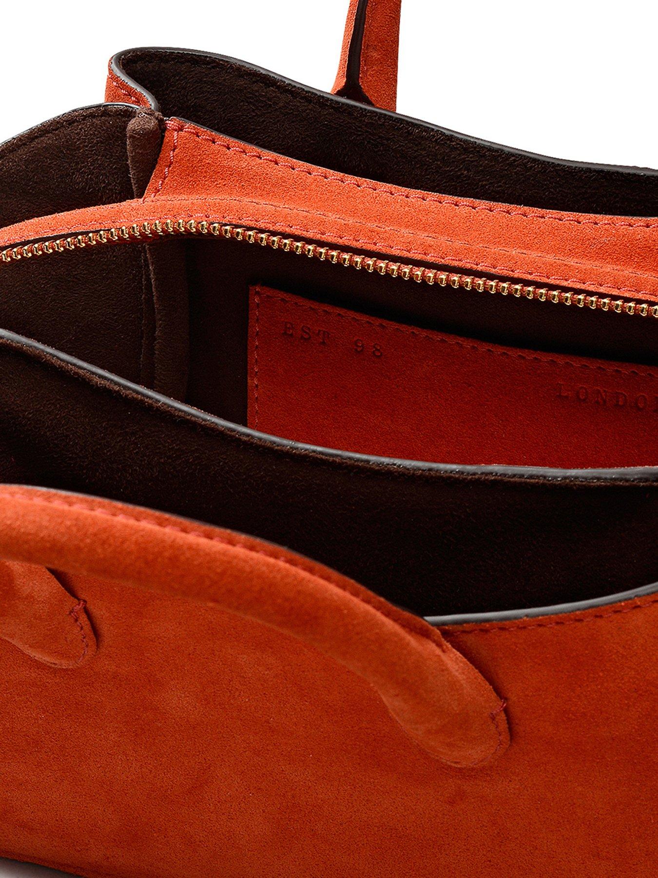 Image 4 of 4 of Radley The Romilly Small Suede Ziptop Grab Bag - Flame