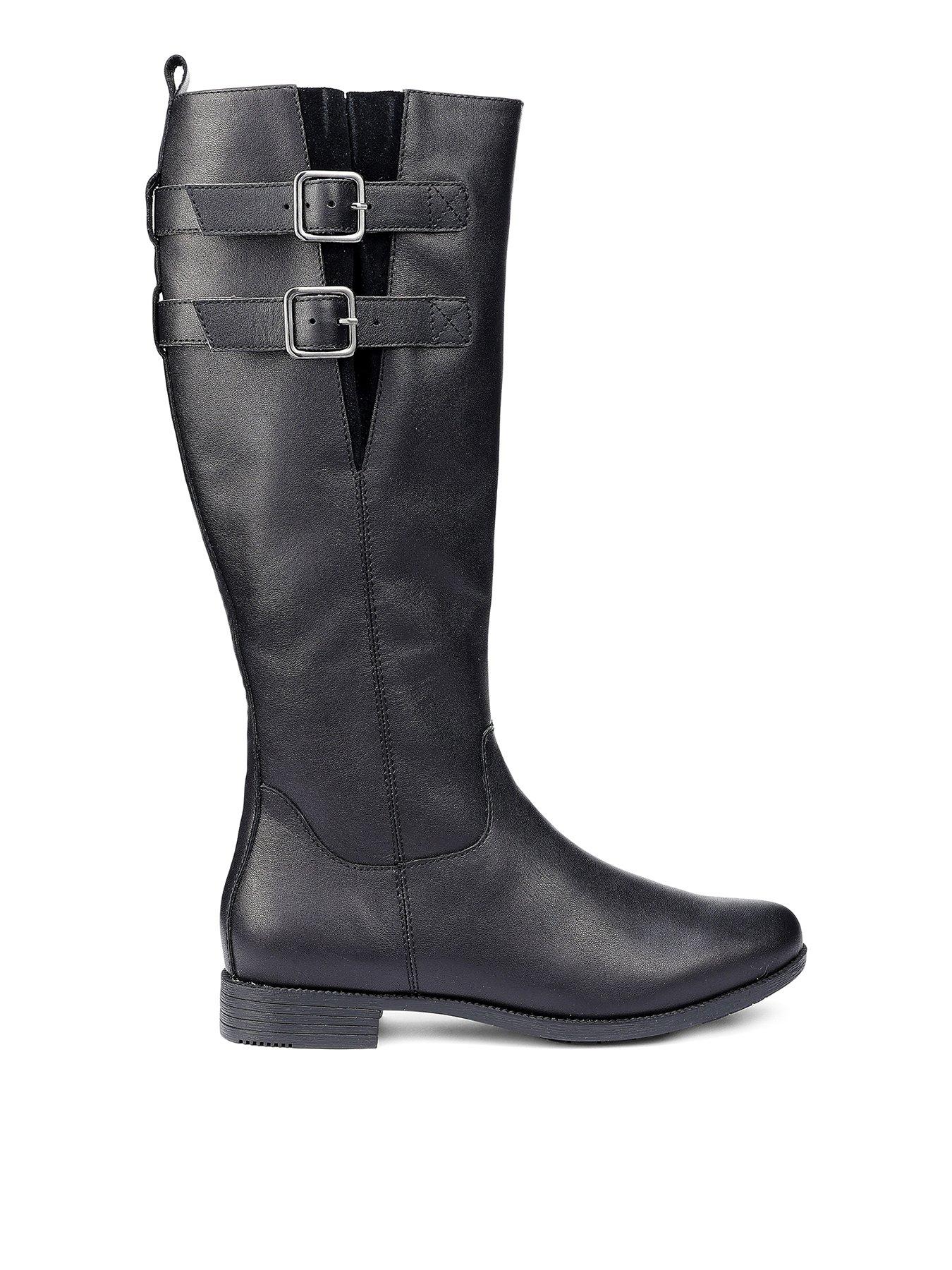 Hotter Bamburgh Wide Fit Calf Boot - Black