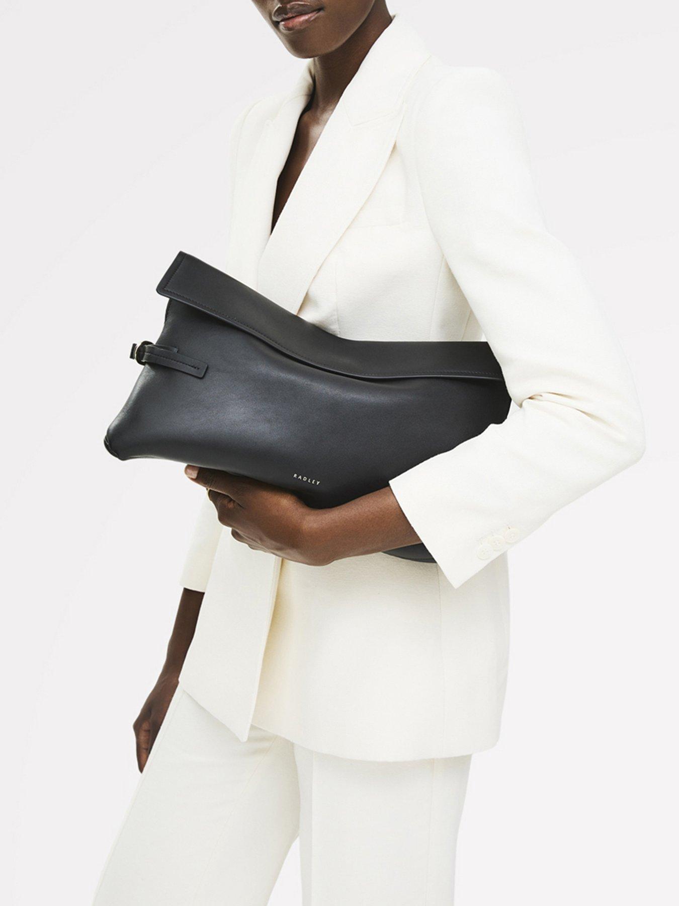 Radley Fleet Street Large Leather Flapover Clutch Bag - Black