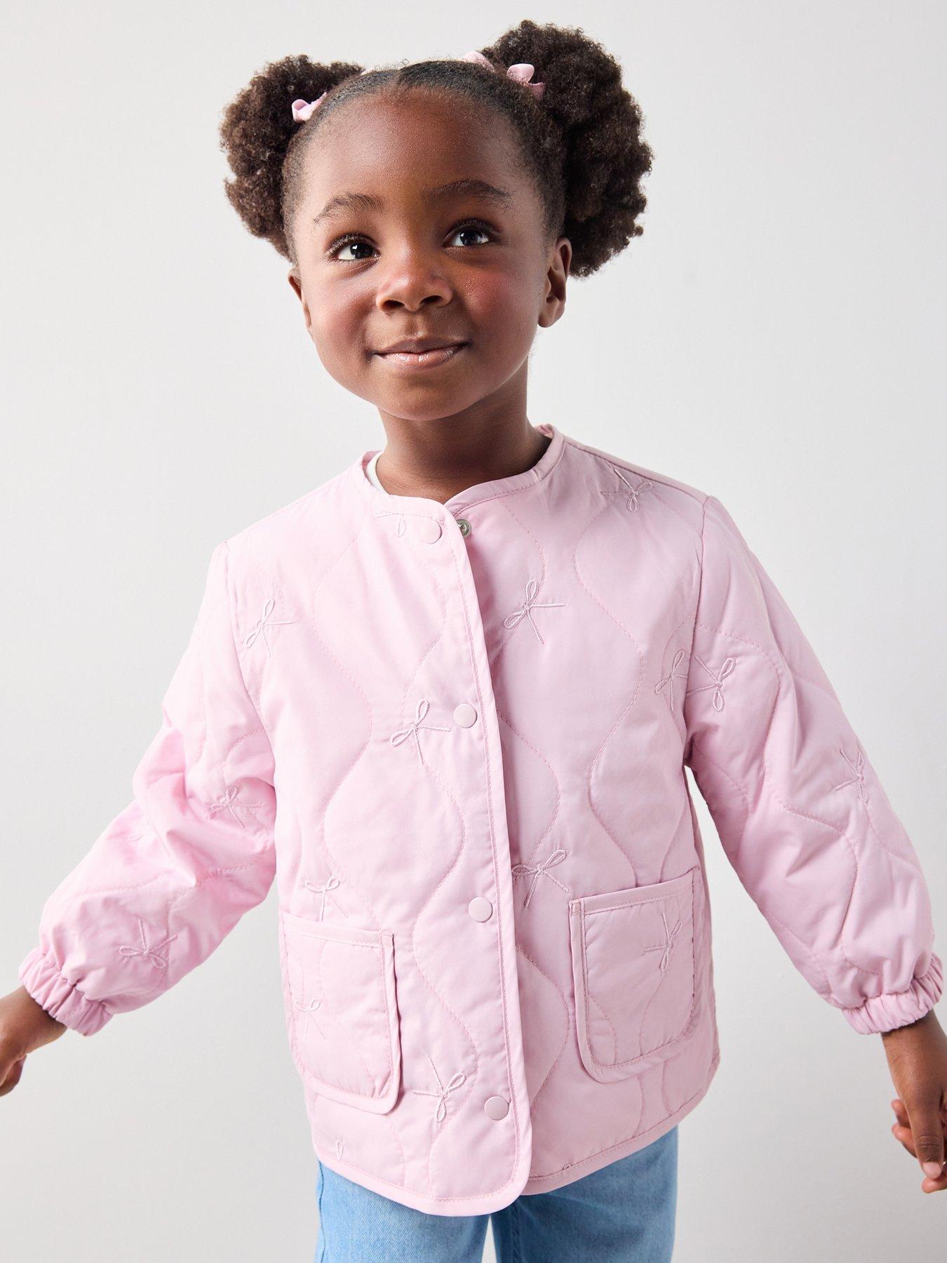 The Very Collection Girls Quilted Embroidered Jacket - Purple