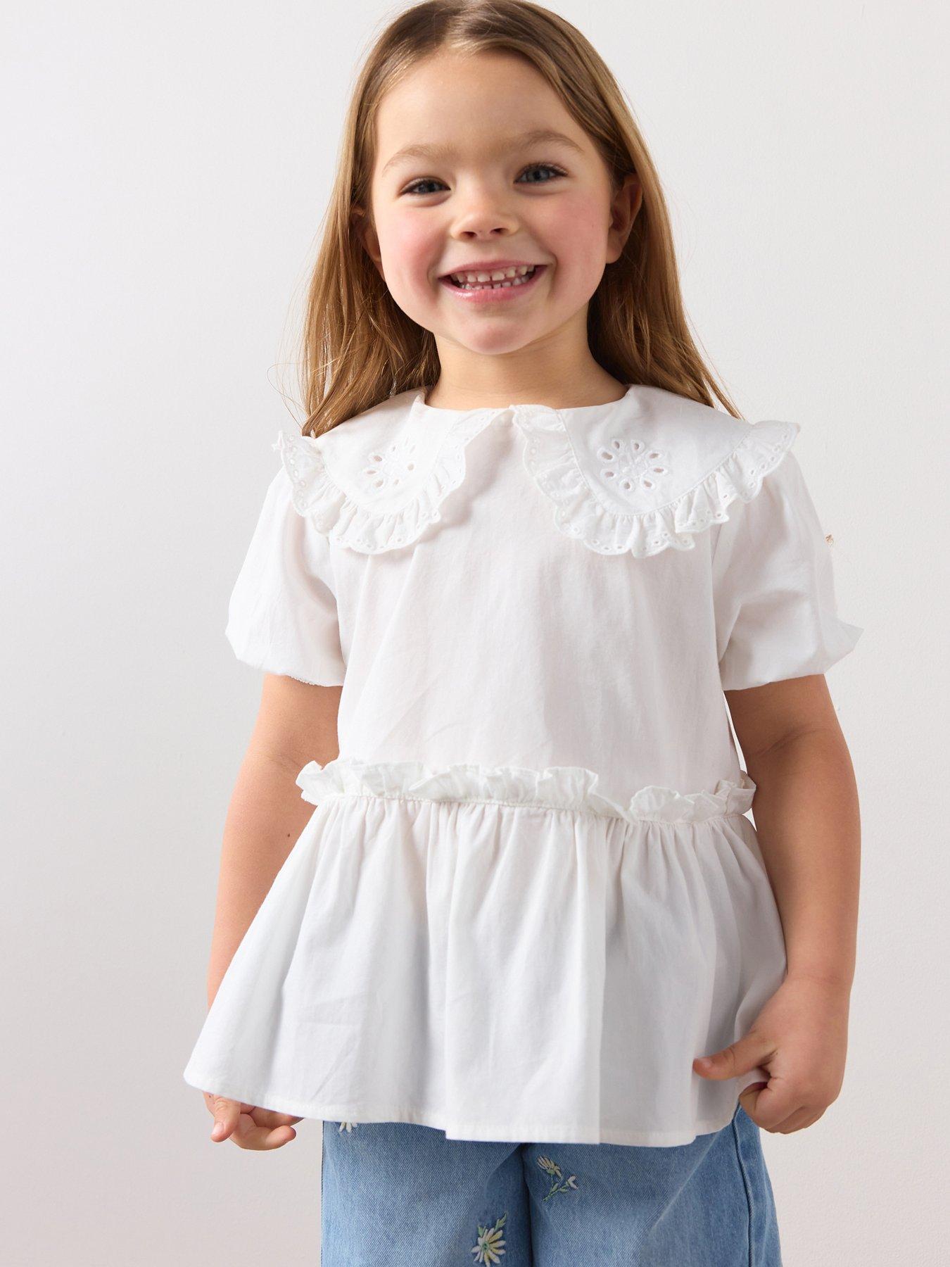 The Very Collection Girls Woven Collar Blouse - White