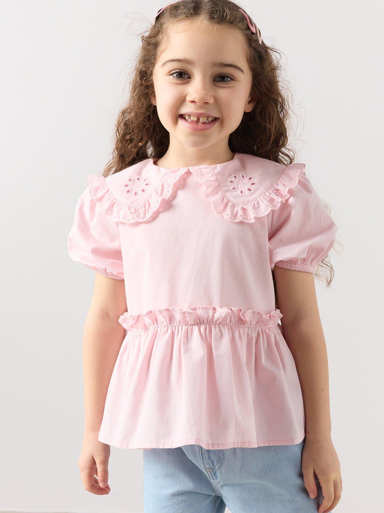 The Very Collection Girls Woven Collar Blouse - Pink