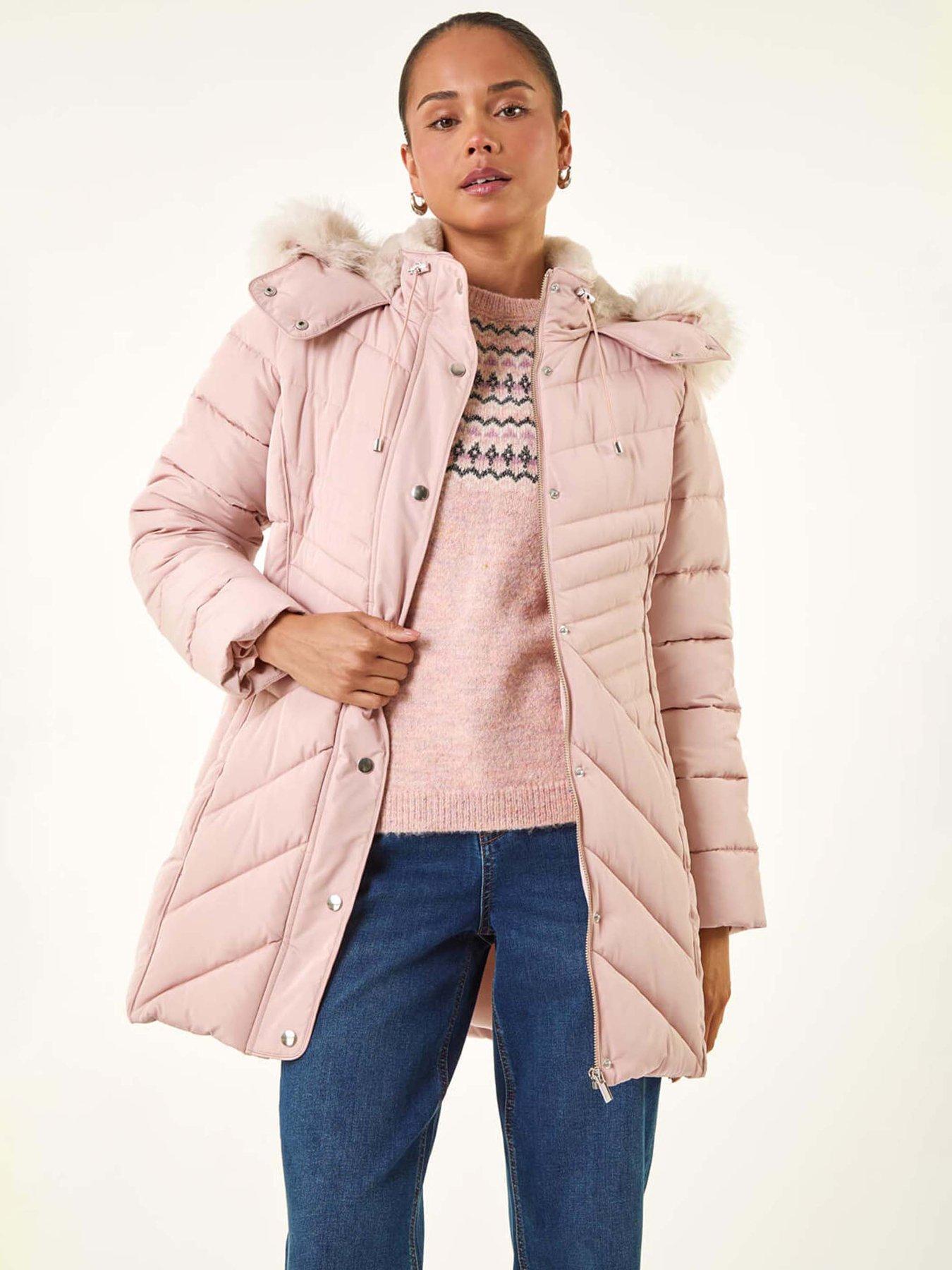 Roman Petite Longline Padded Puffer Coat - Light Pink