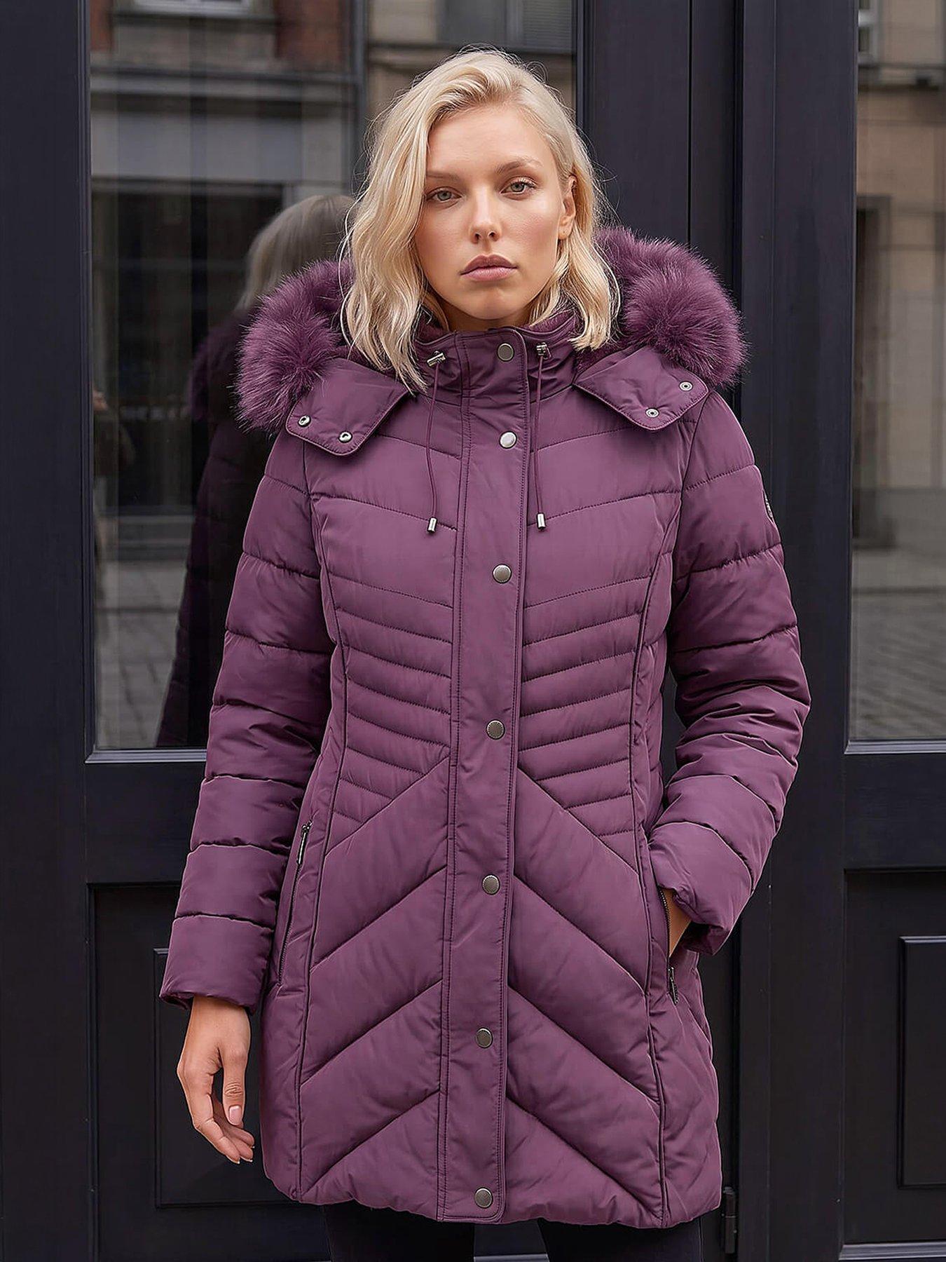 Roman Plum Petite Longline Padded Puffer Coat - Image 3