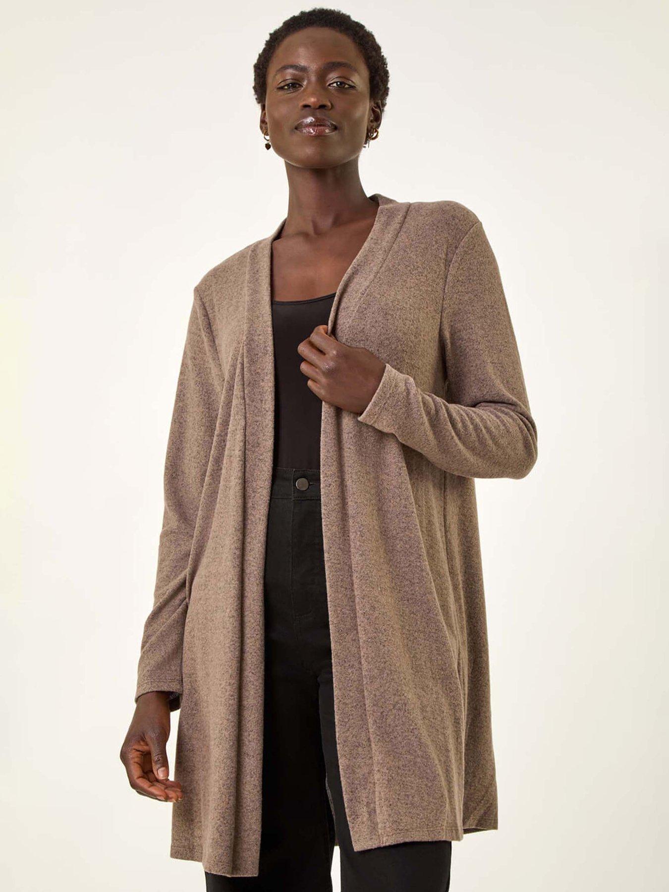 undefined Longline Knit Cardigan - Beige