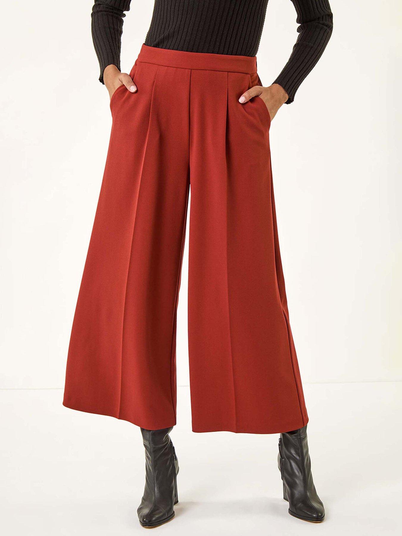 undefined Wide Leg Premium Stretch Culottes - Rust