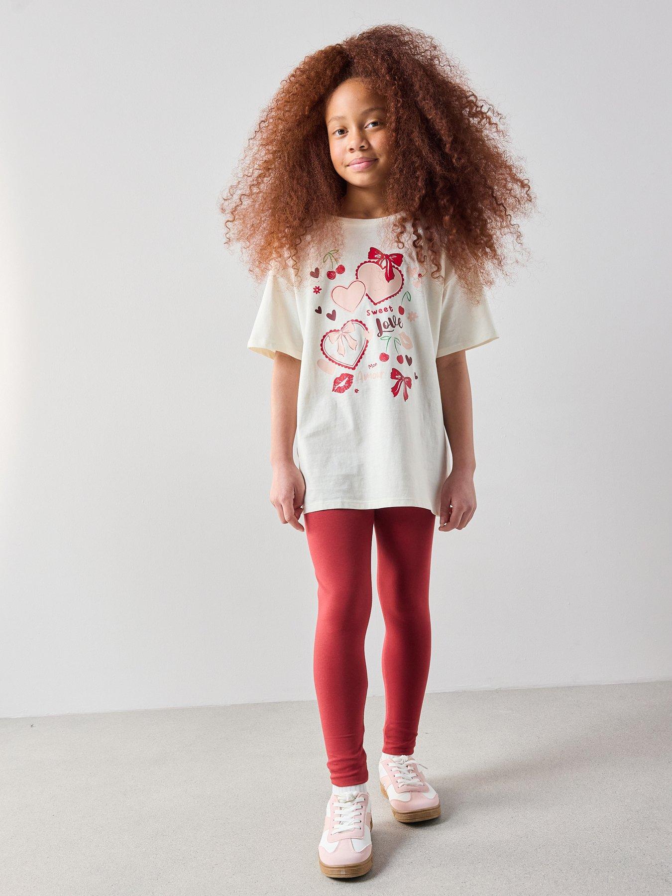 The Very Collection Girls Heart T-Shirt with Leggings - Print