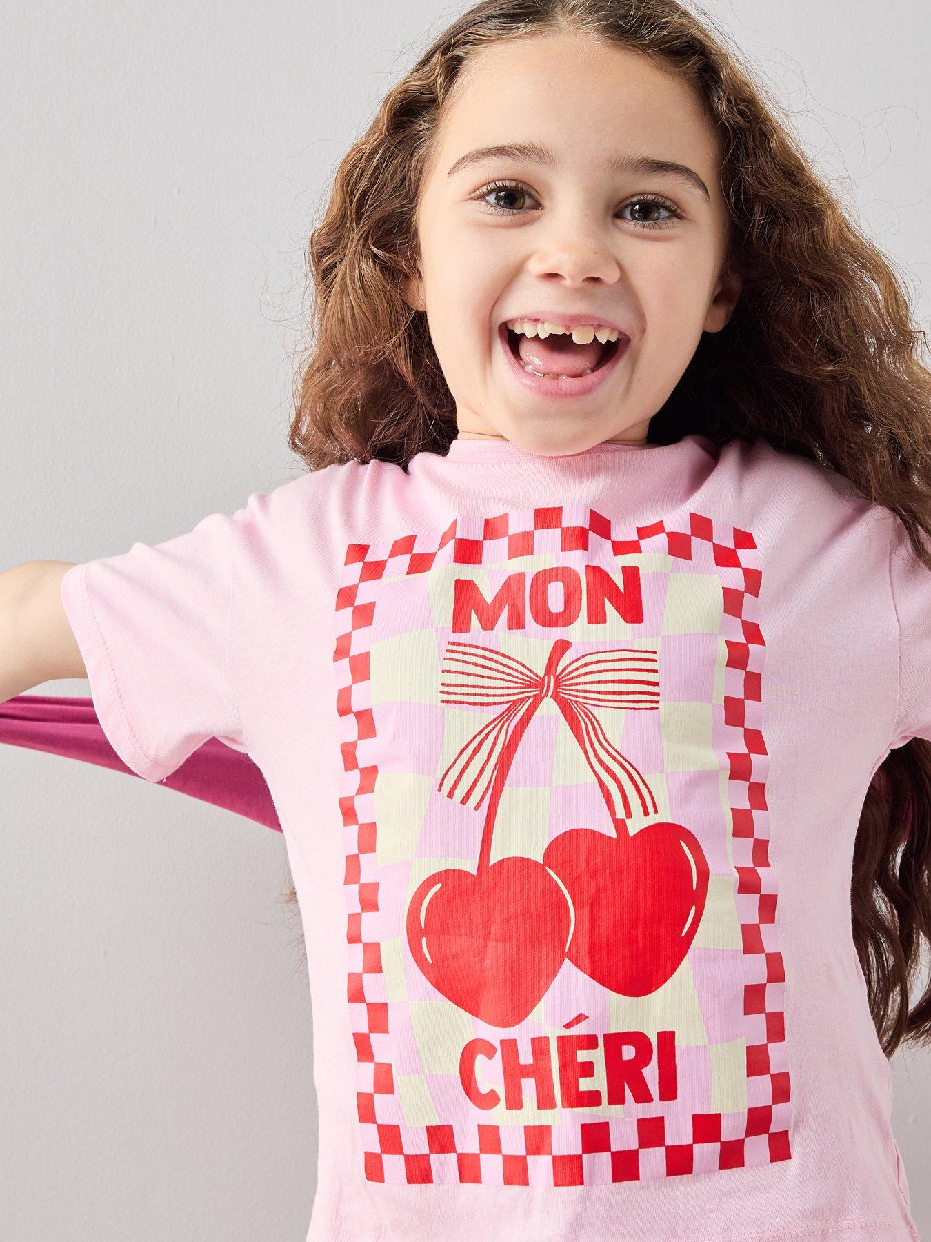 Image 4 of 7 of The Very Collection Girls Cherry Bow Graphic T-Shirt - Pink