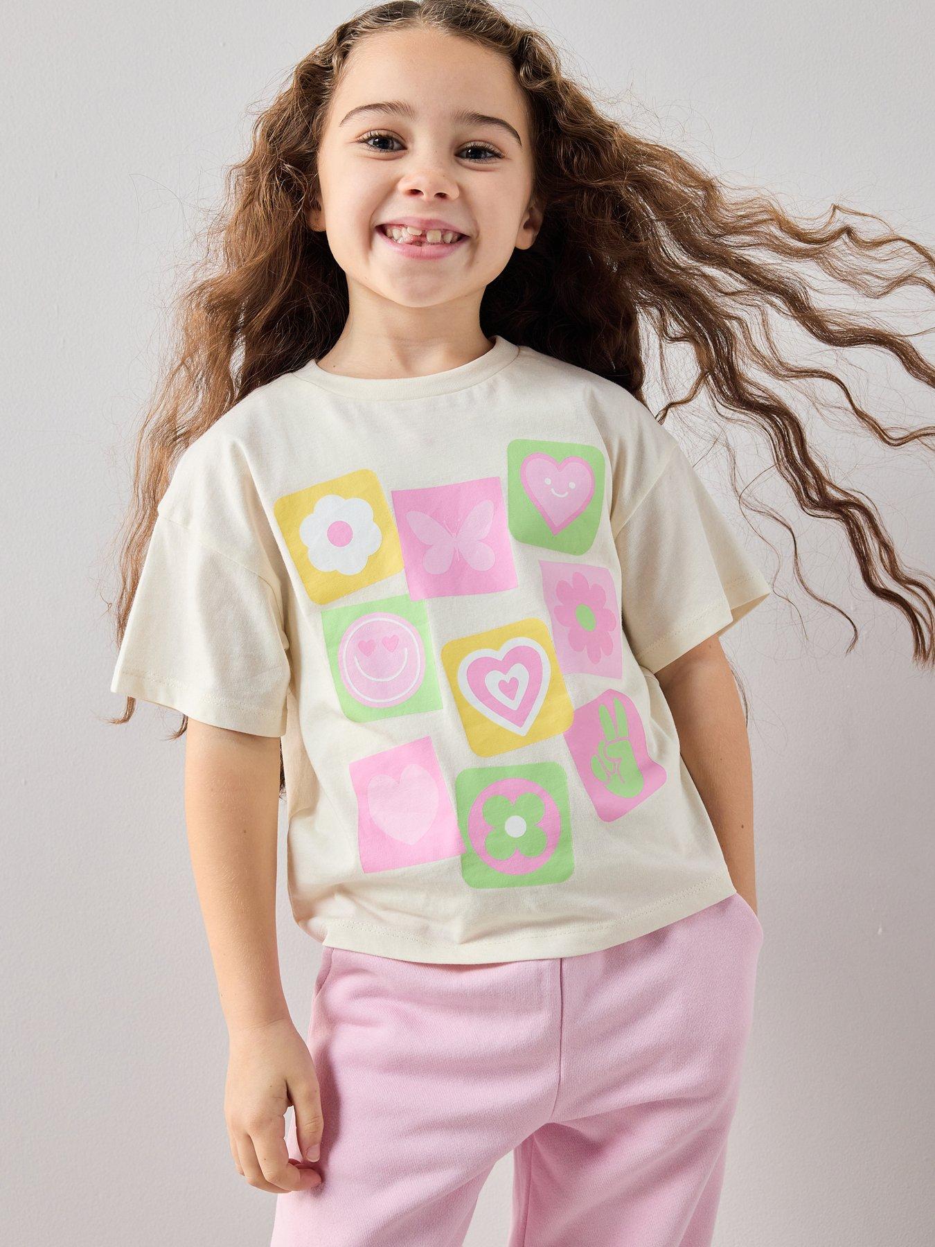 The Very Collection Girls Postcard Printed T-shirt - White
