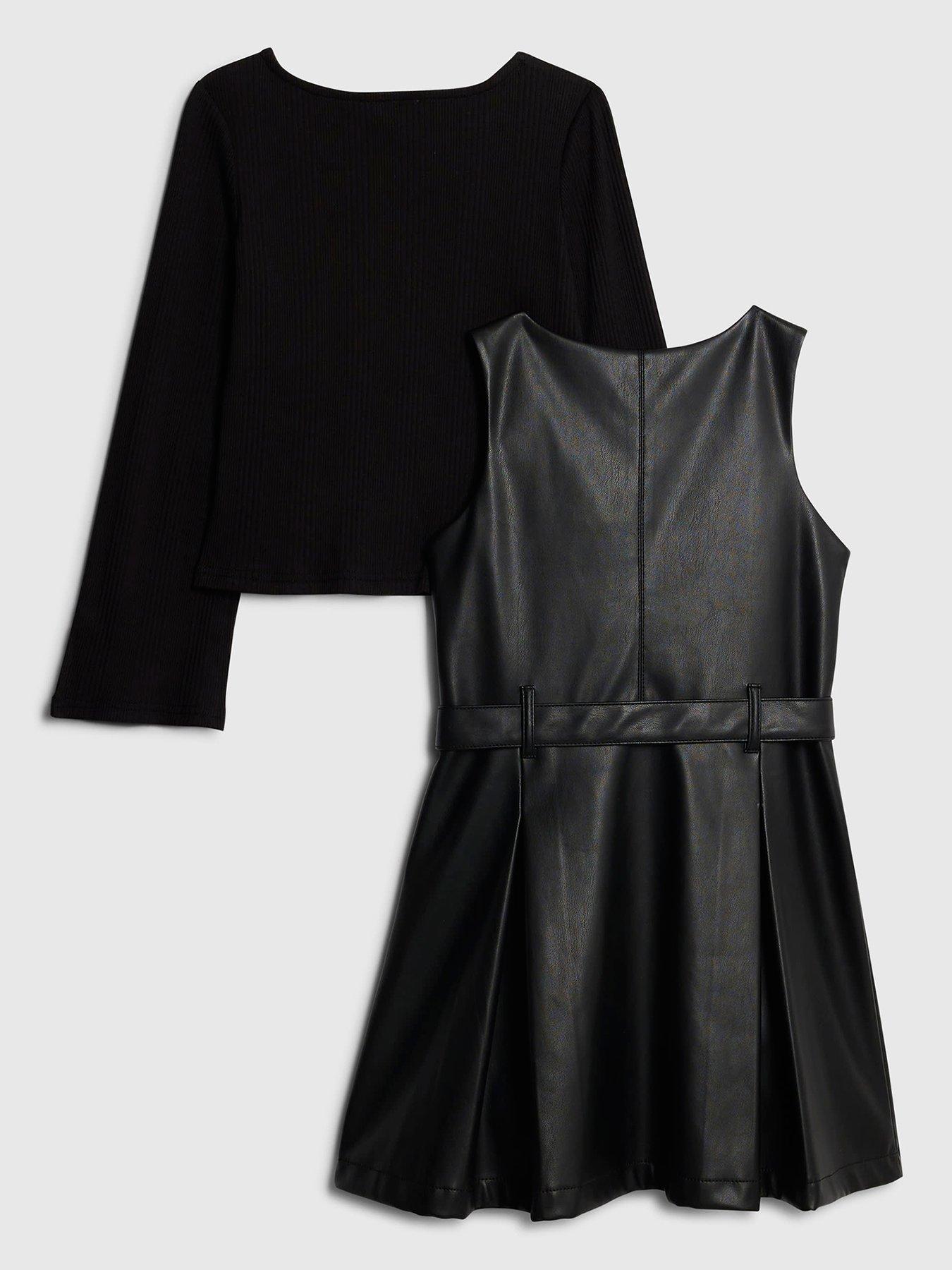 black lace leather dress Miss Circle Women's Shelby Dark Brown Faux Leather with Lace Mini Dress - Dark Brown main image 0