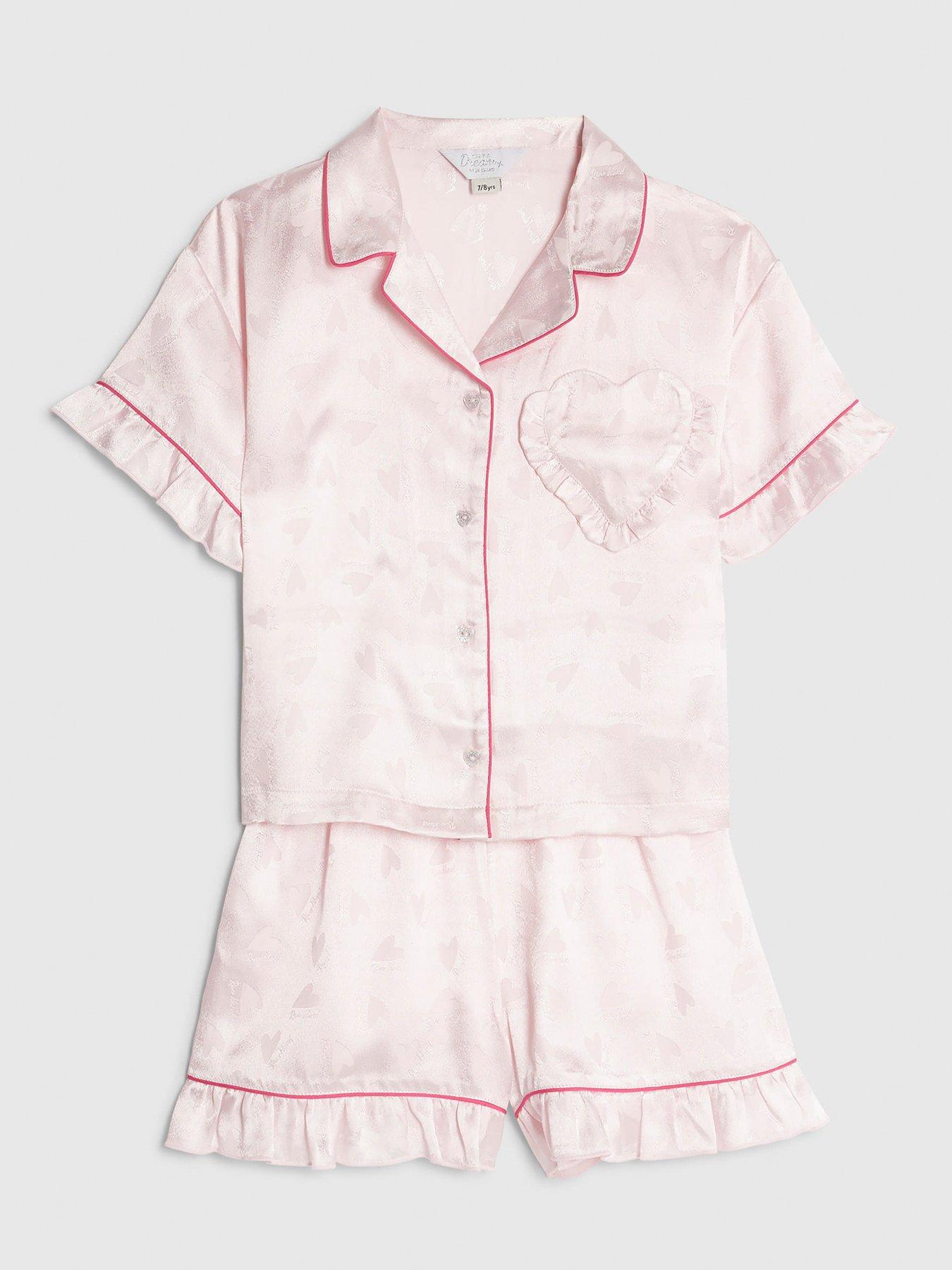Image 3 of 5 of River Island Older Girls Satin Pyjama Short Set - Pink