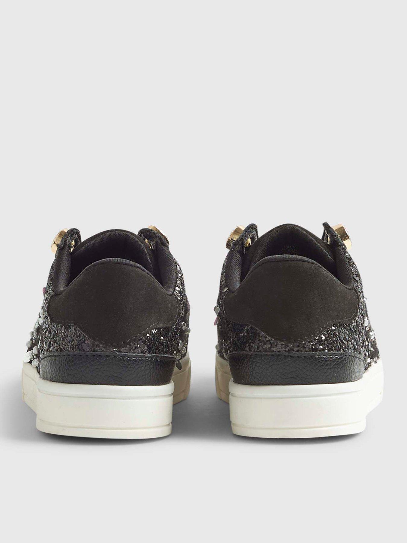Image 3 of 5 of River Island Older Girls Boucle Gem Eyelet Trainers - Black