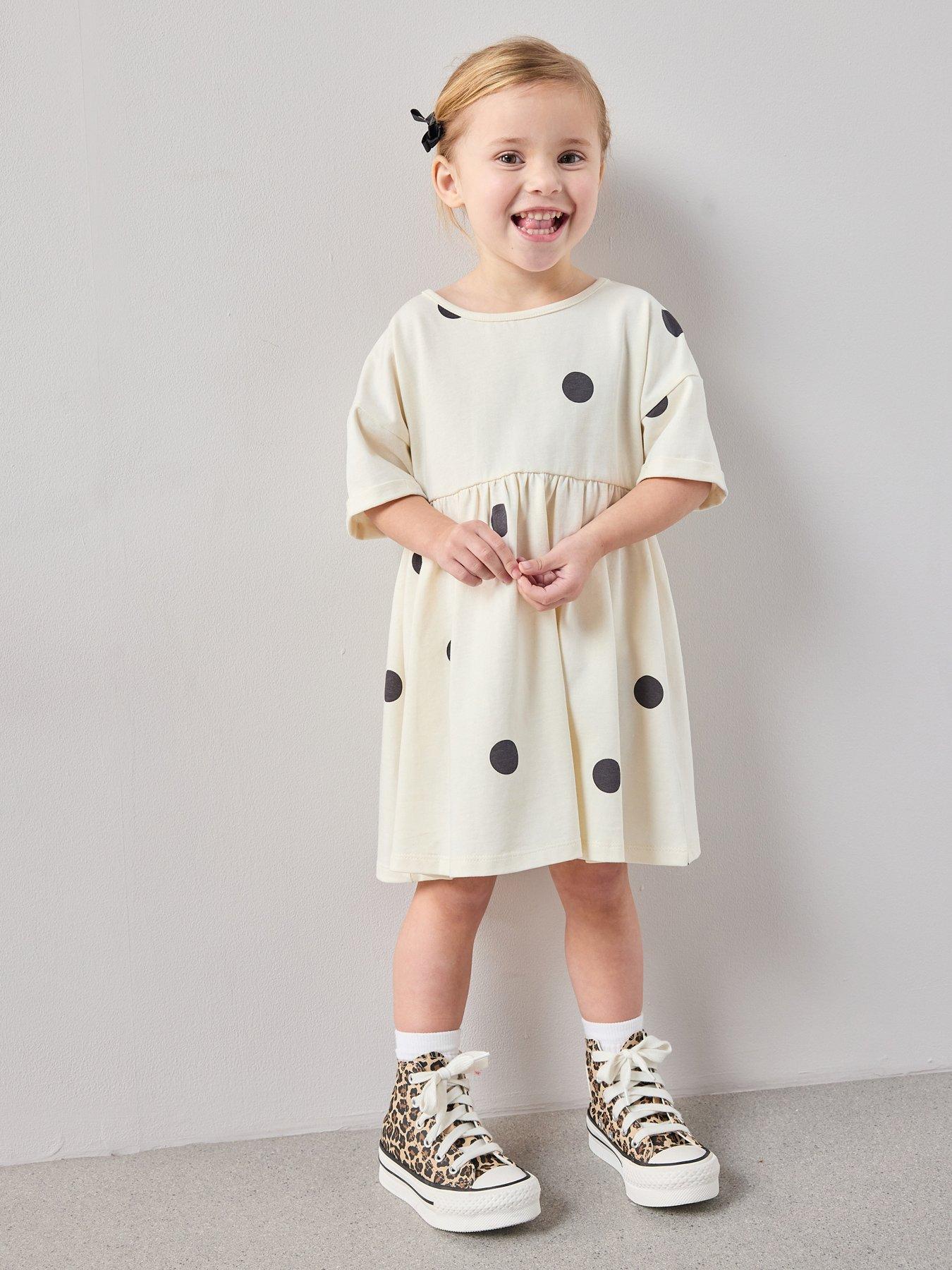 The Very Collection Girls Polka Dot Jersey Dress - Print