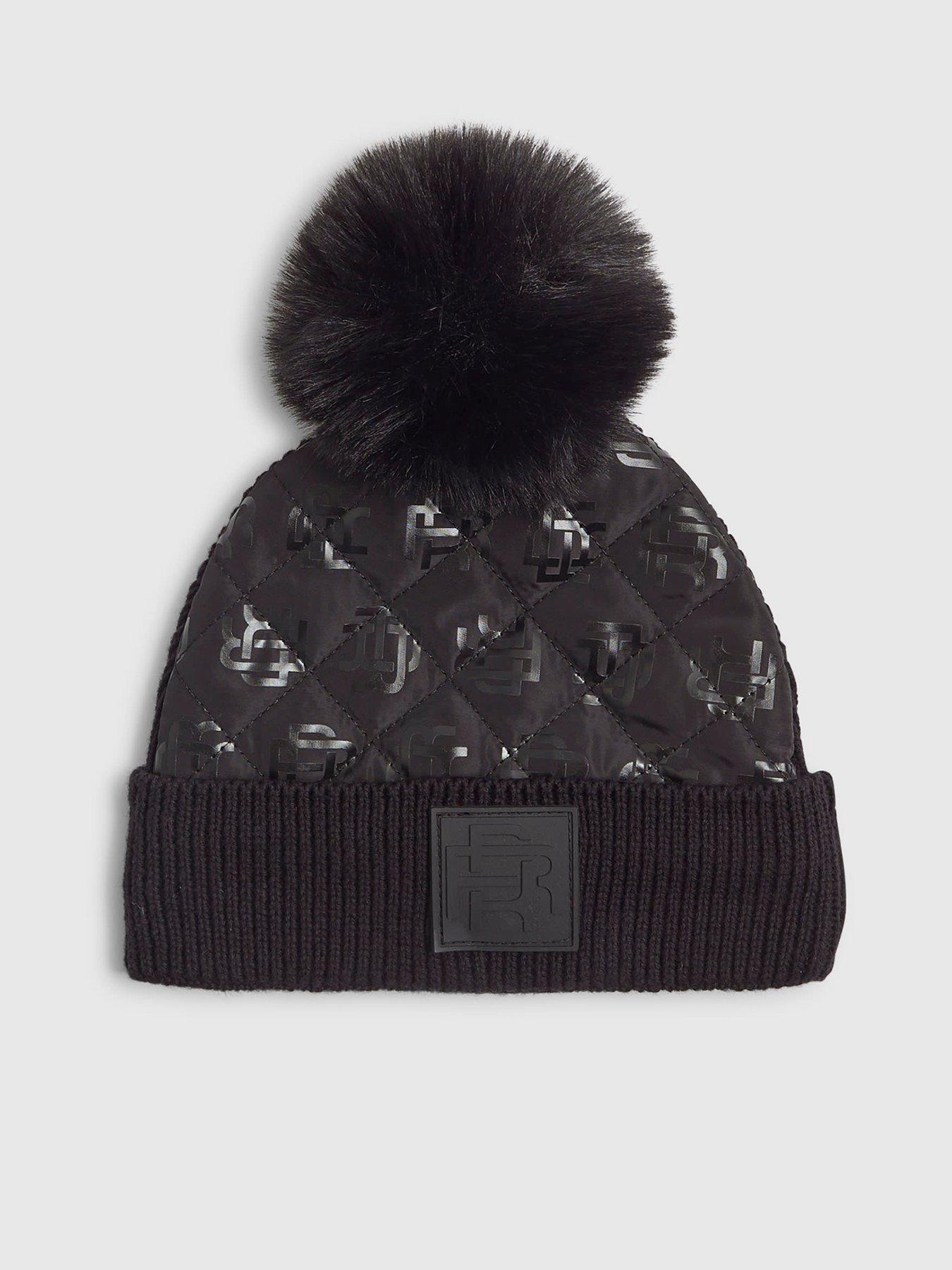 River Island Mini Boys Monogram Beanie Hat - Black