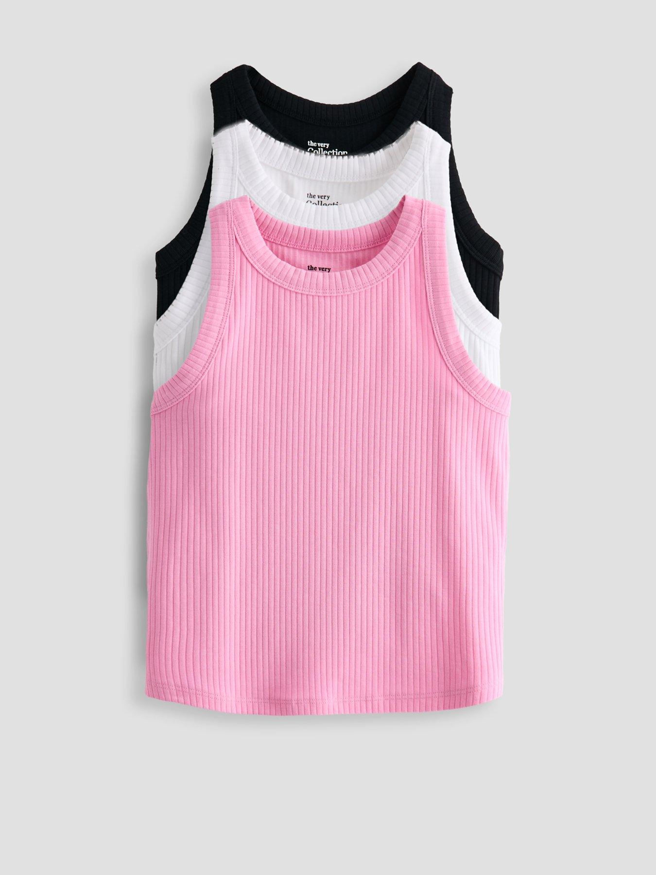 The Very Collection Girls 3 Pack Vests - Multi