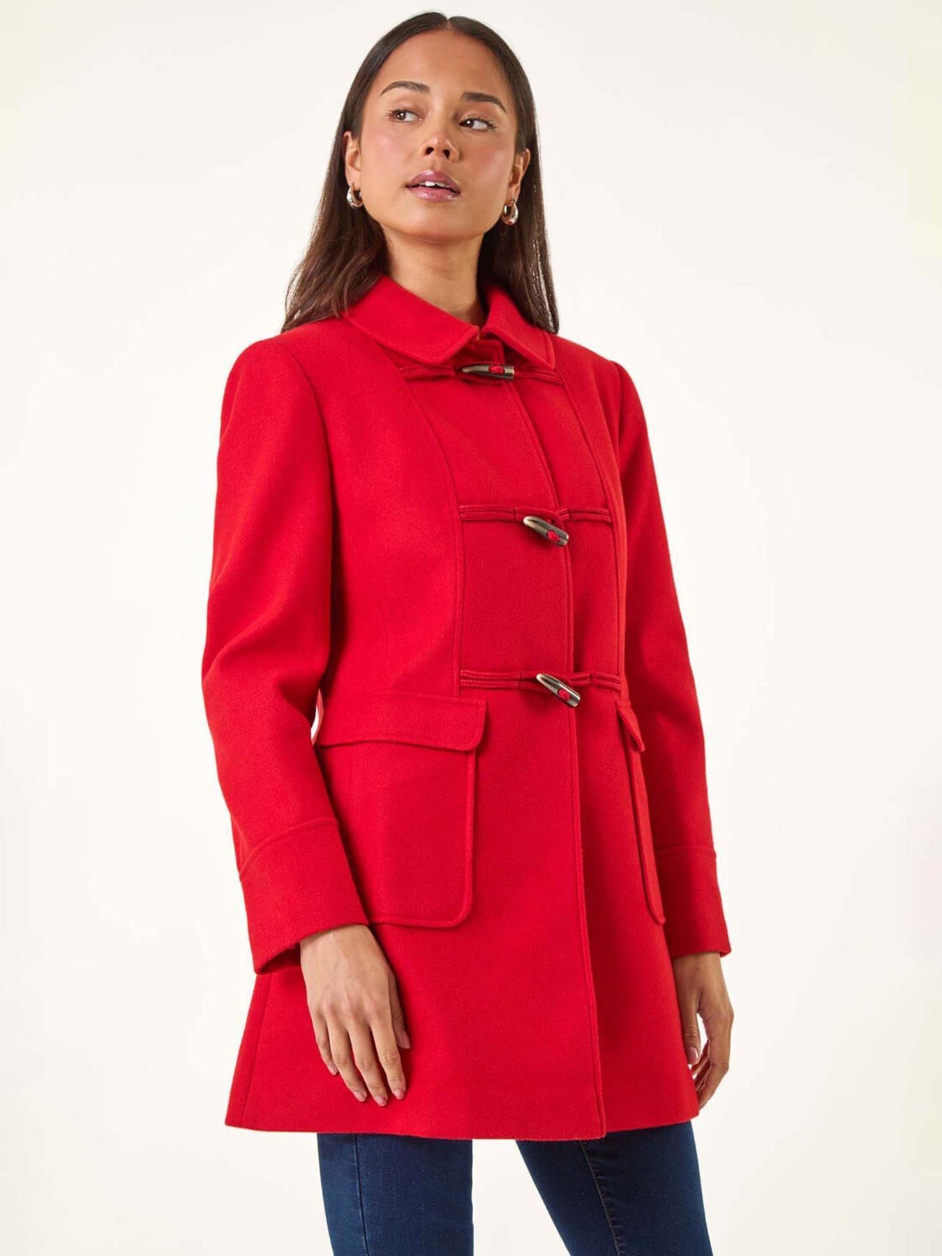 undefined Petite Patch Pocket Duffle Coat - Red