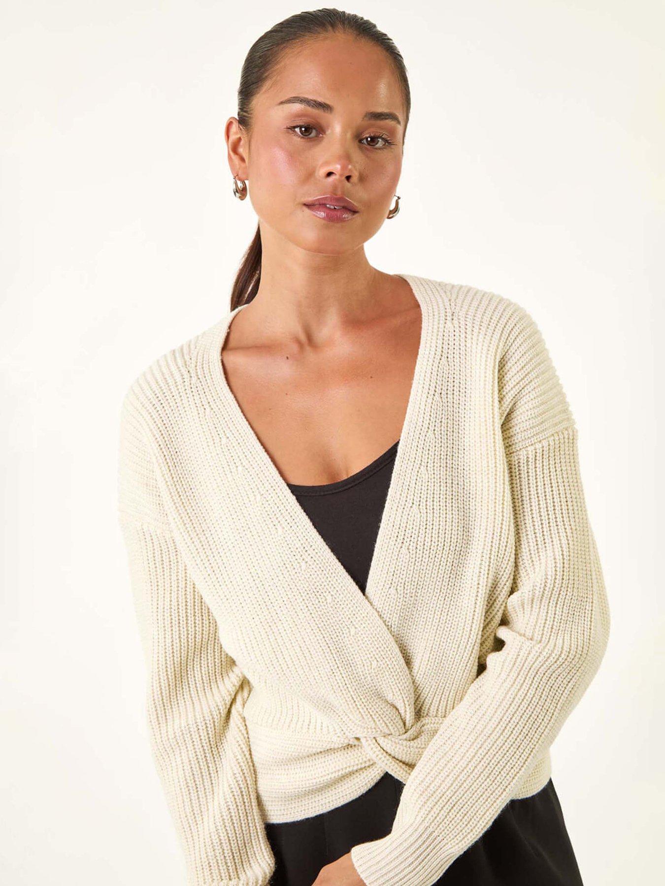 Roman Petite Twist Front Knit Jumper - Ivory
