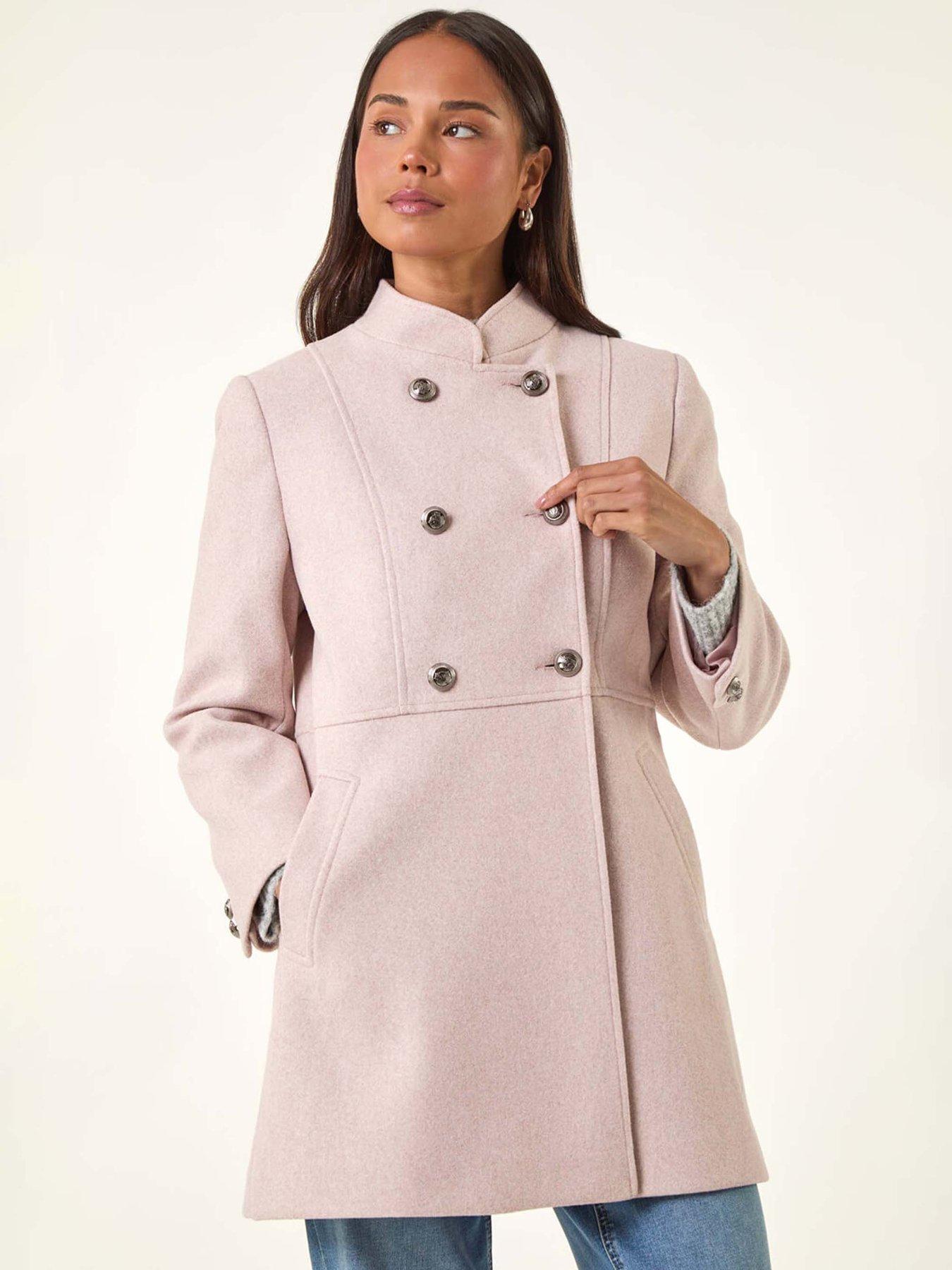 Roman Petite Military Buttoned Coat - Light Pink