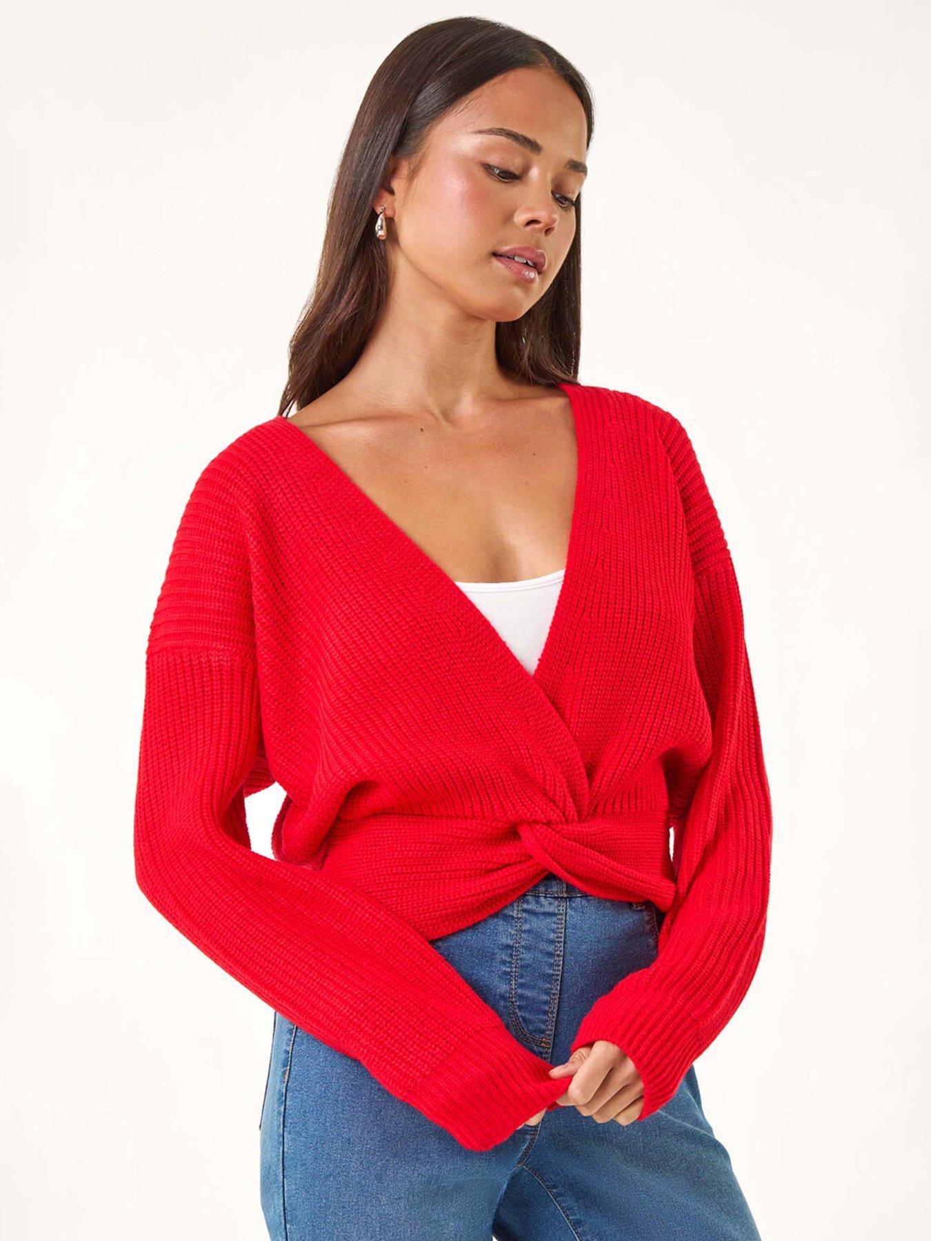 Roman Petite Twist Front Knit Jumper - Red