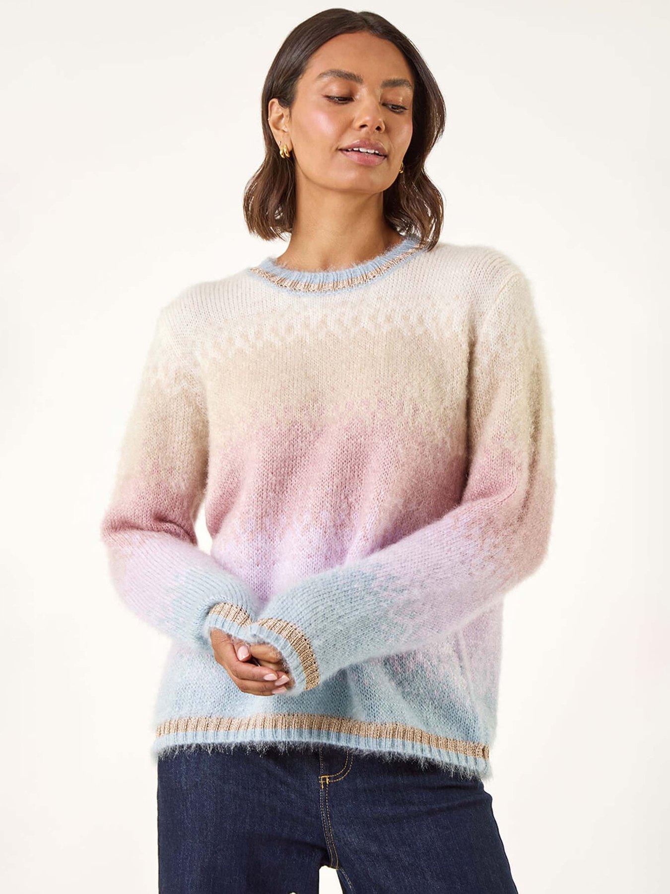 Roman Ombre Tinsel Knit Jumper - Neutral