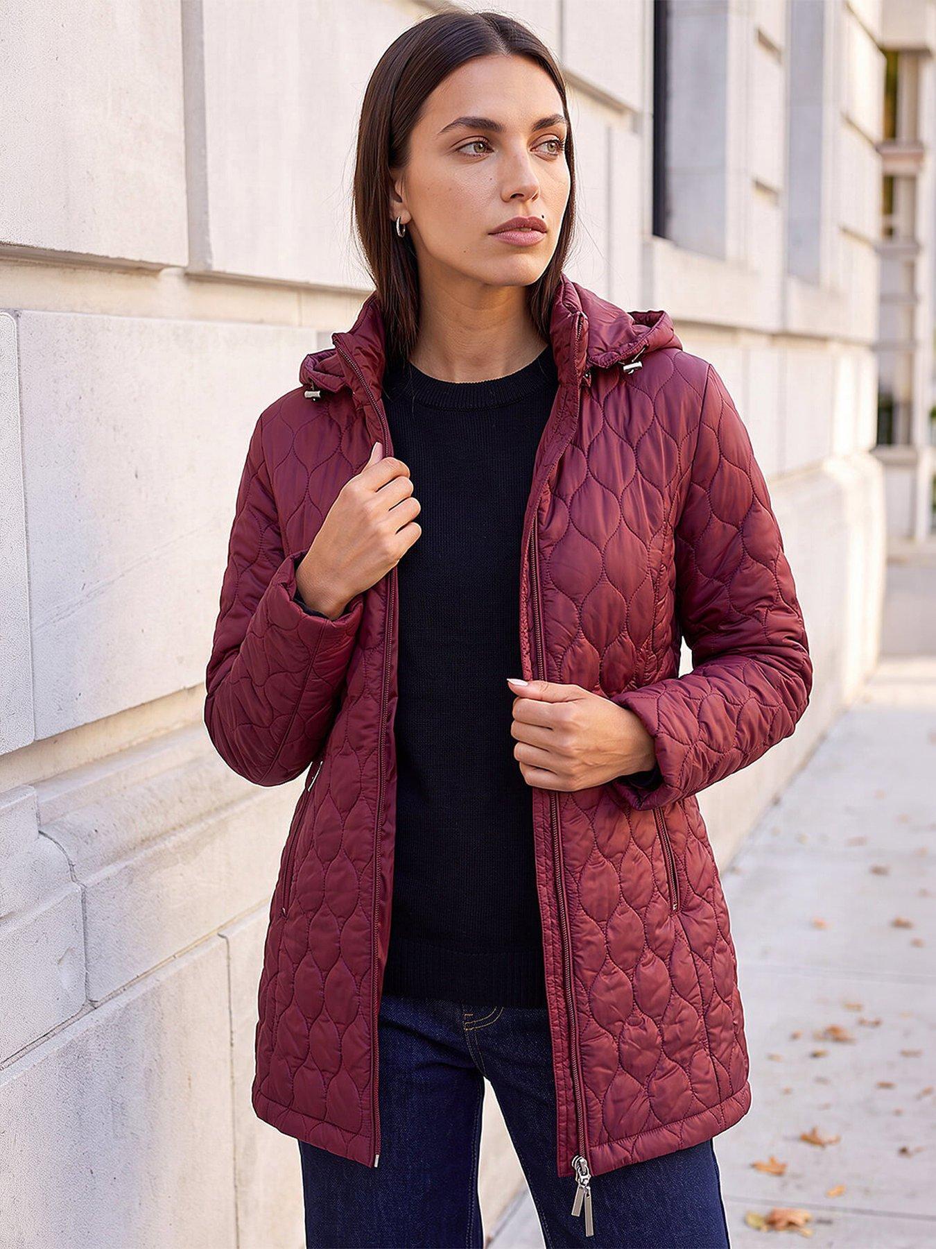 Roman Red Hooded Quilted Puffer Coat - Image 3
