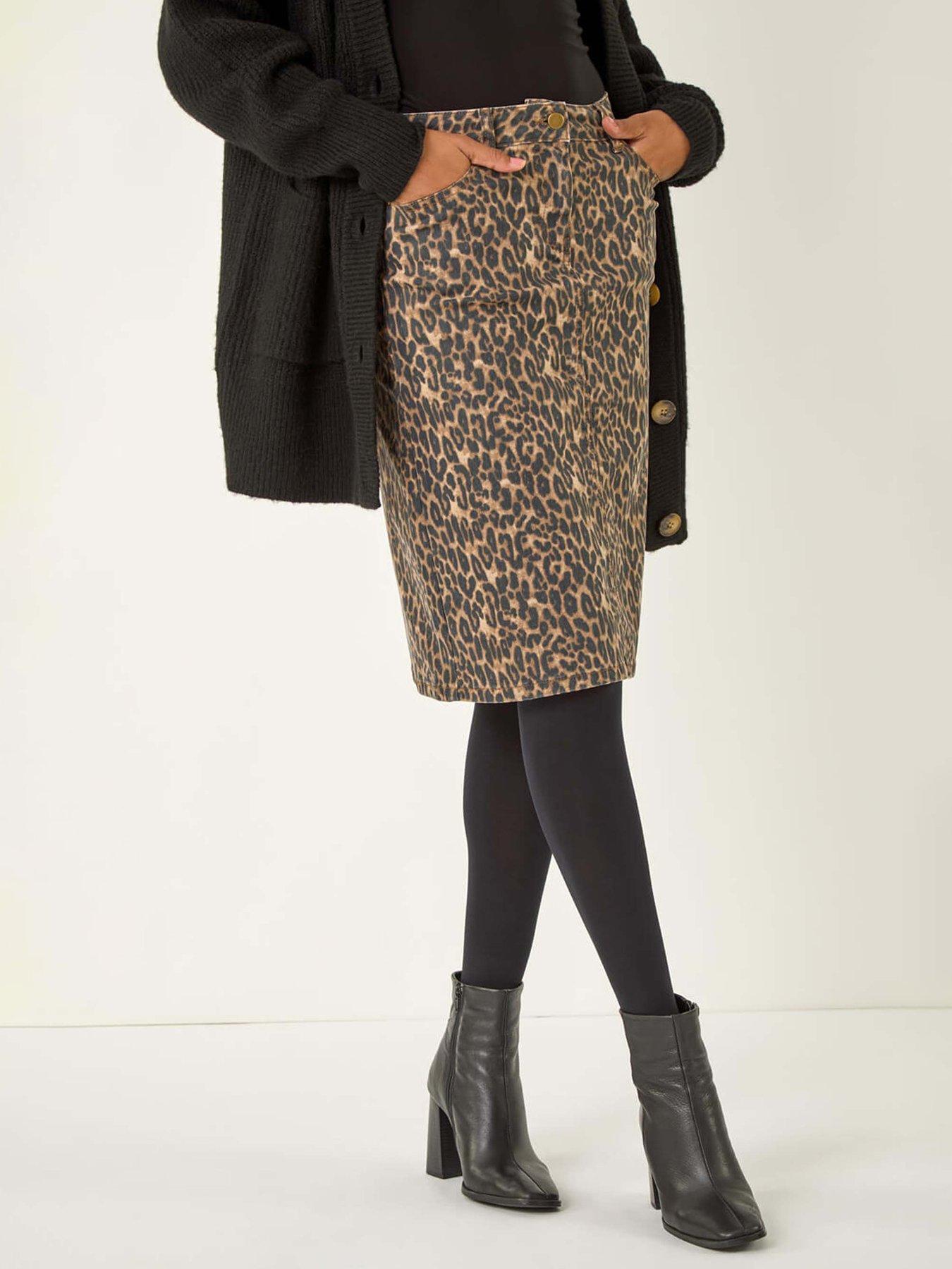 undefined Animal Print A-line Skirt - Chocolate