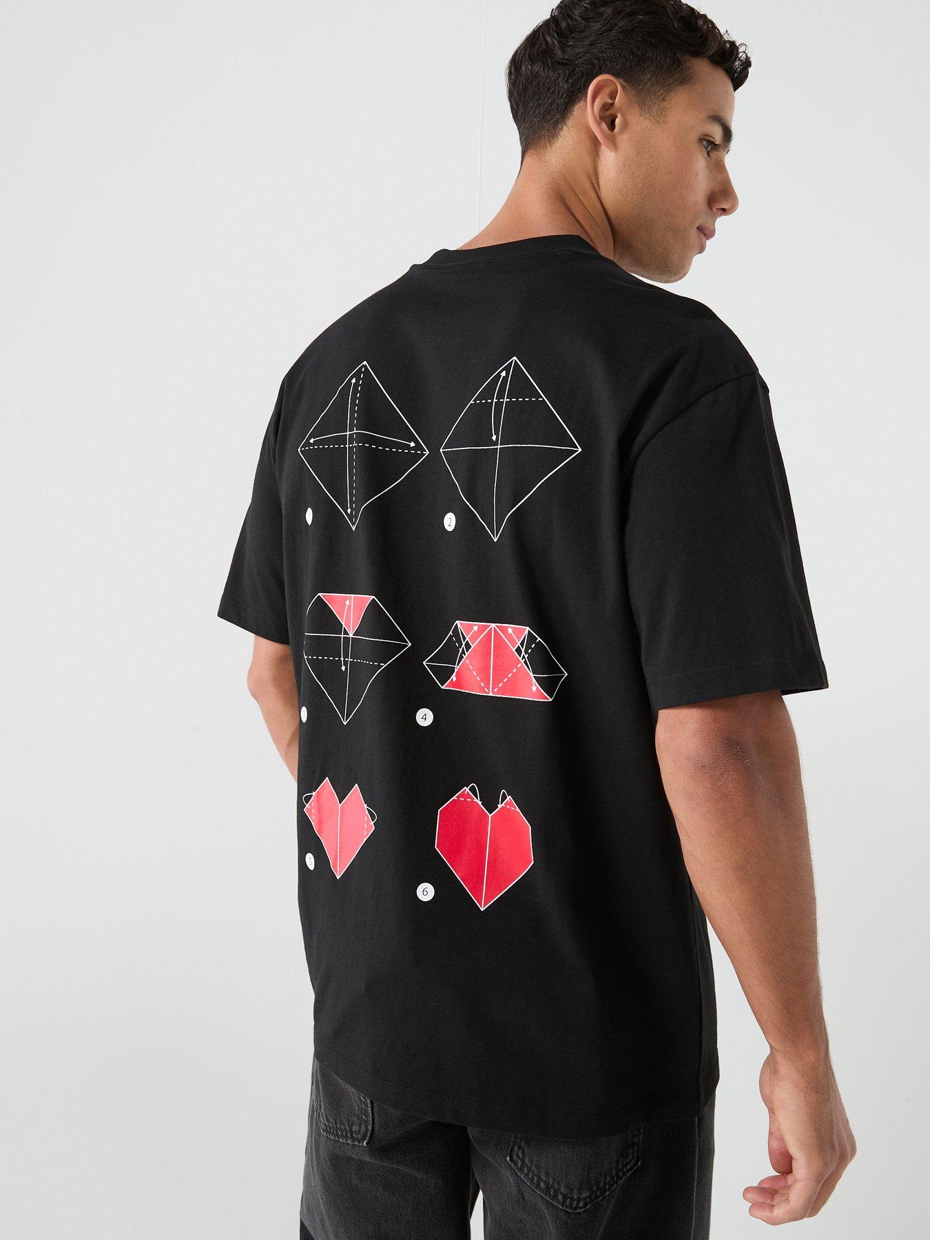 HUGO Dalentin Heart Logo Back Print T-Shirt - Black