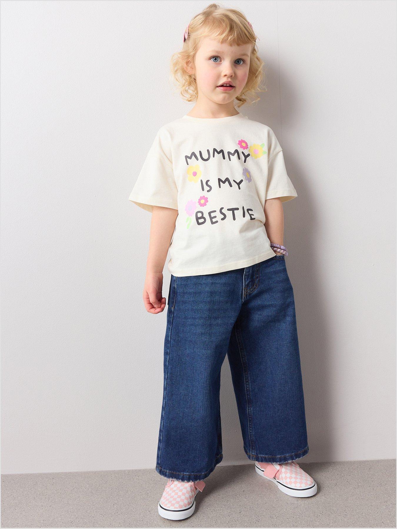 The Very Collection Girls Mummy Is My Bestie Slogan T-Shirt - Cream