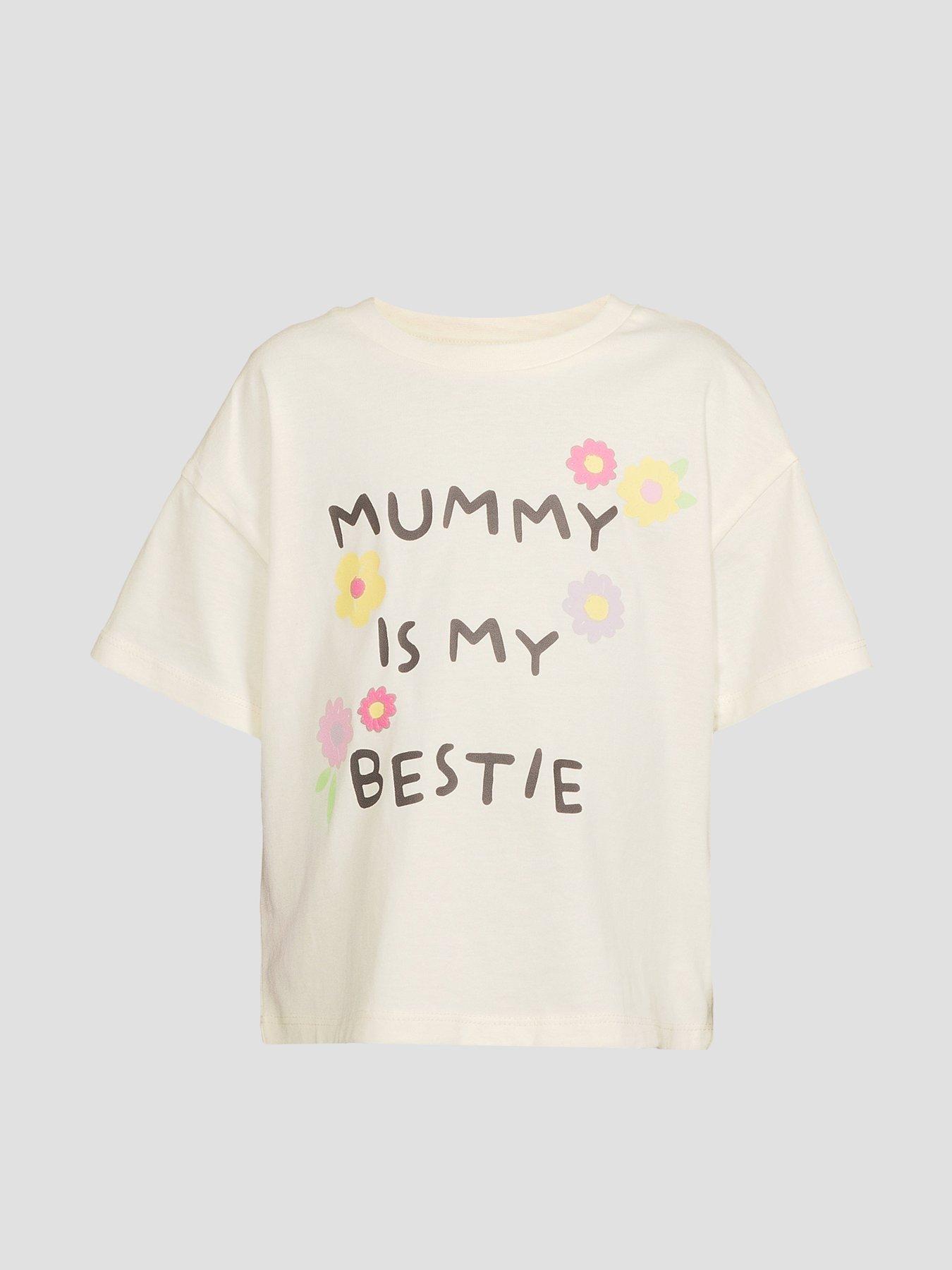 Image 6 of 7 of The Very Collection Girls Mummy Is My Bestie Slogan T-Shirt - Cream