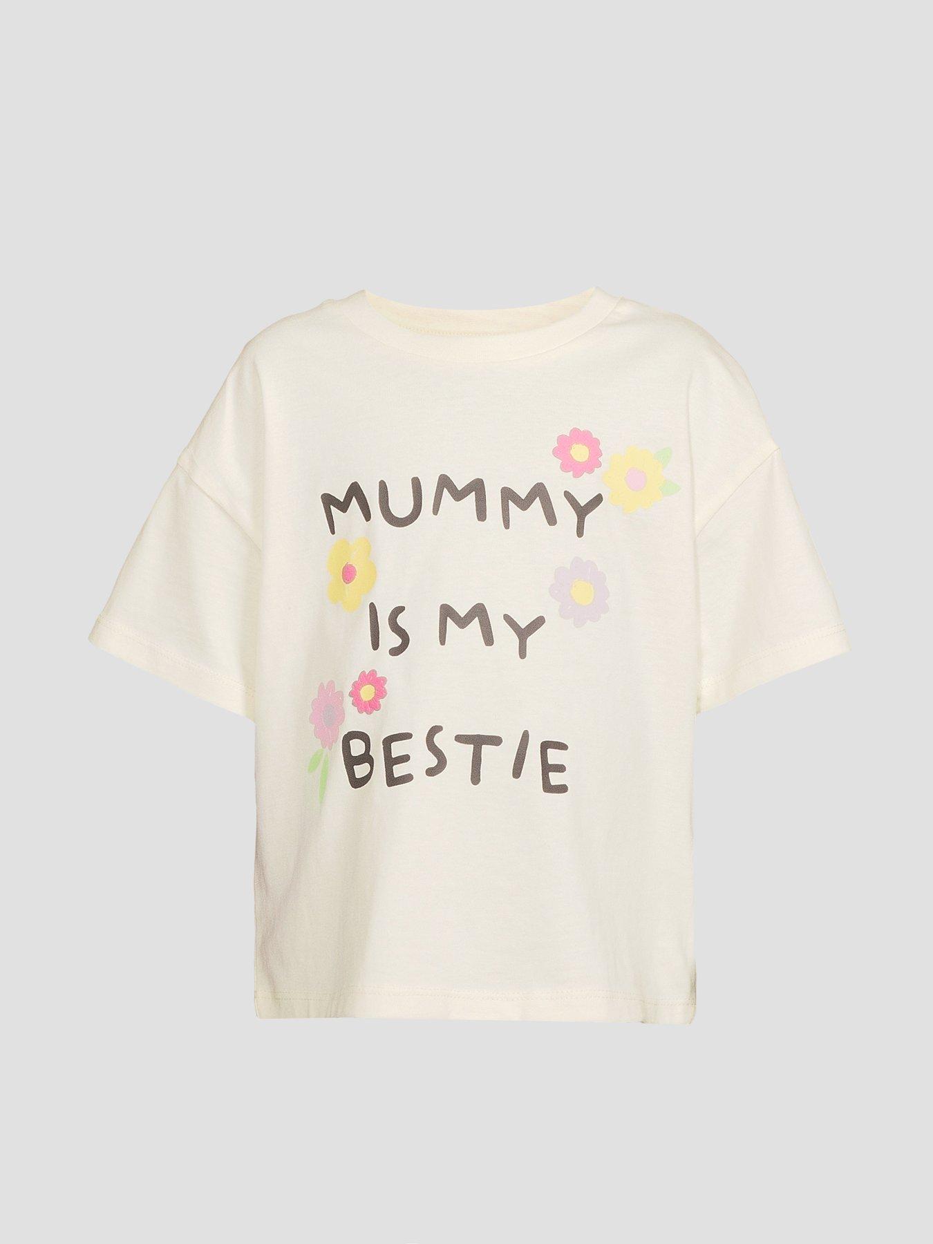 Image 7 of 7 of The Very Collection Girls Mummy Is My Bestie Slogan T-Shirt - Cream