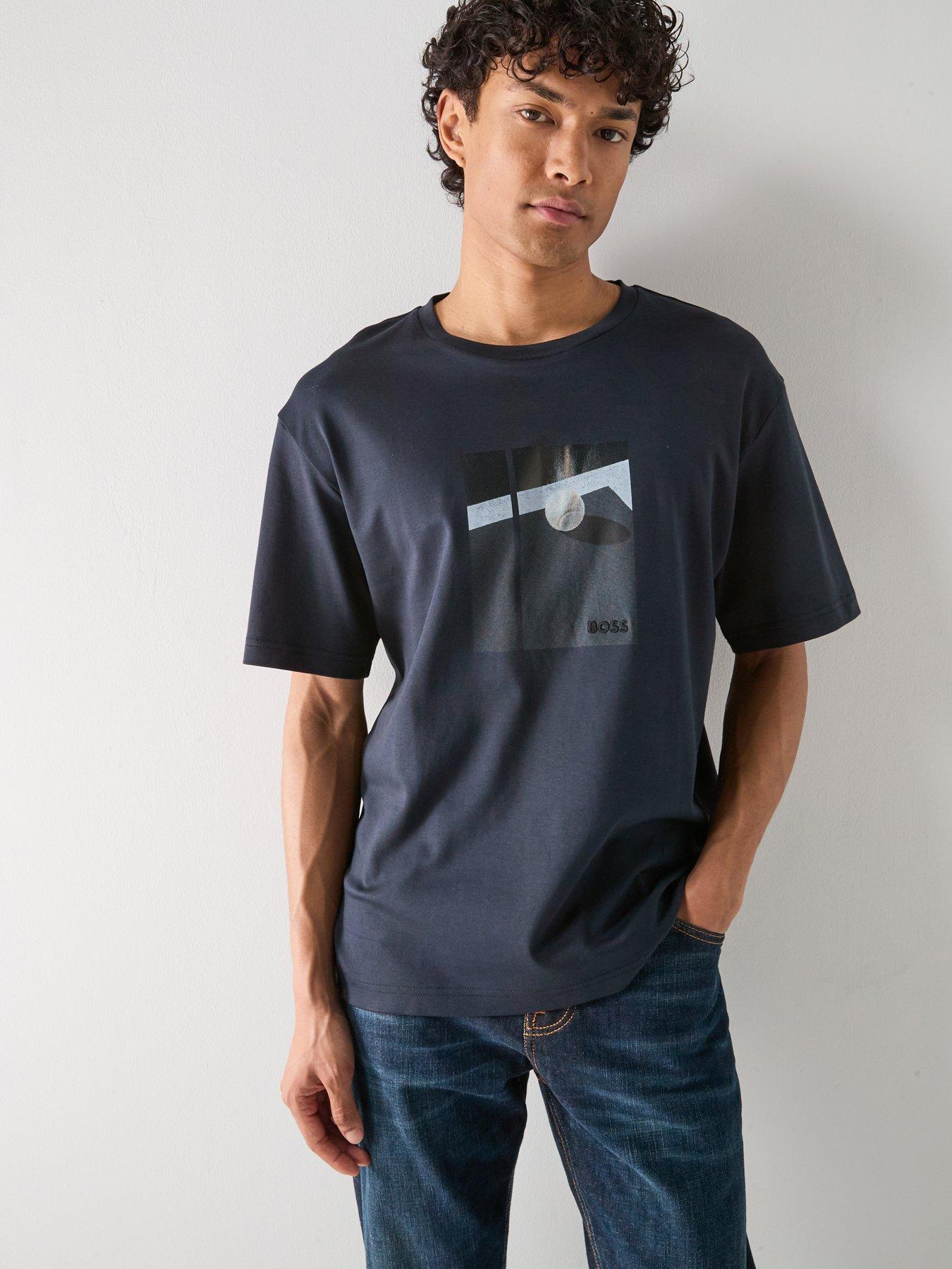 BOSS Ts_Join Relaxed Fit Graphic T-Shirt, Dark Blue, Size L, Men