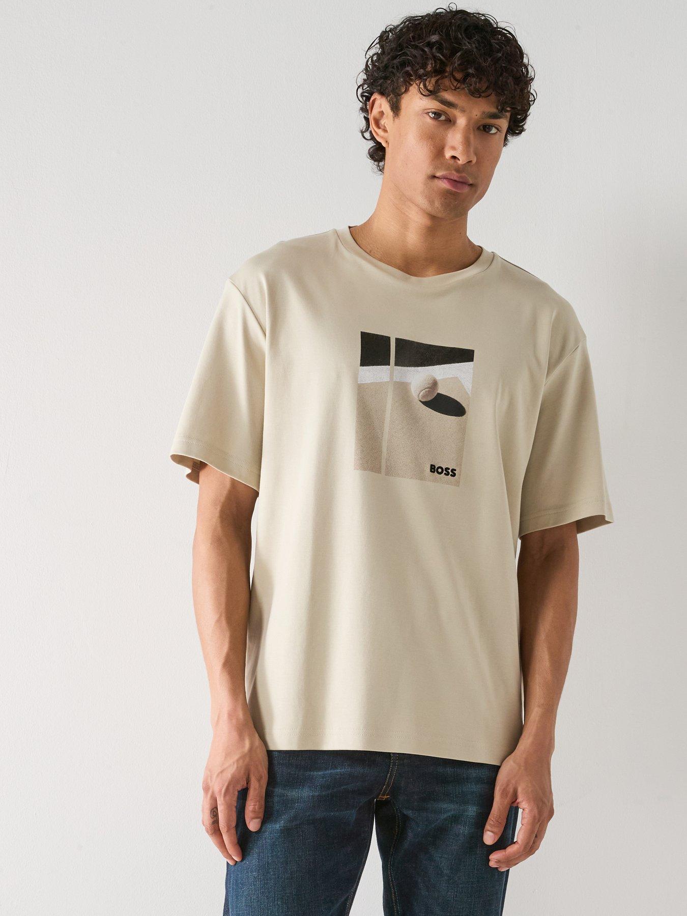 BOSS Ts_Join Relaxed Fit Graphic T-Shirt - Light Beige