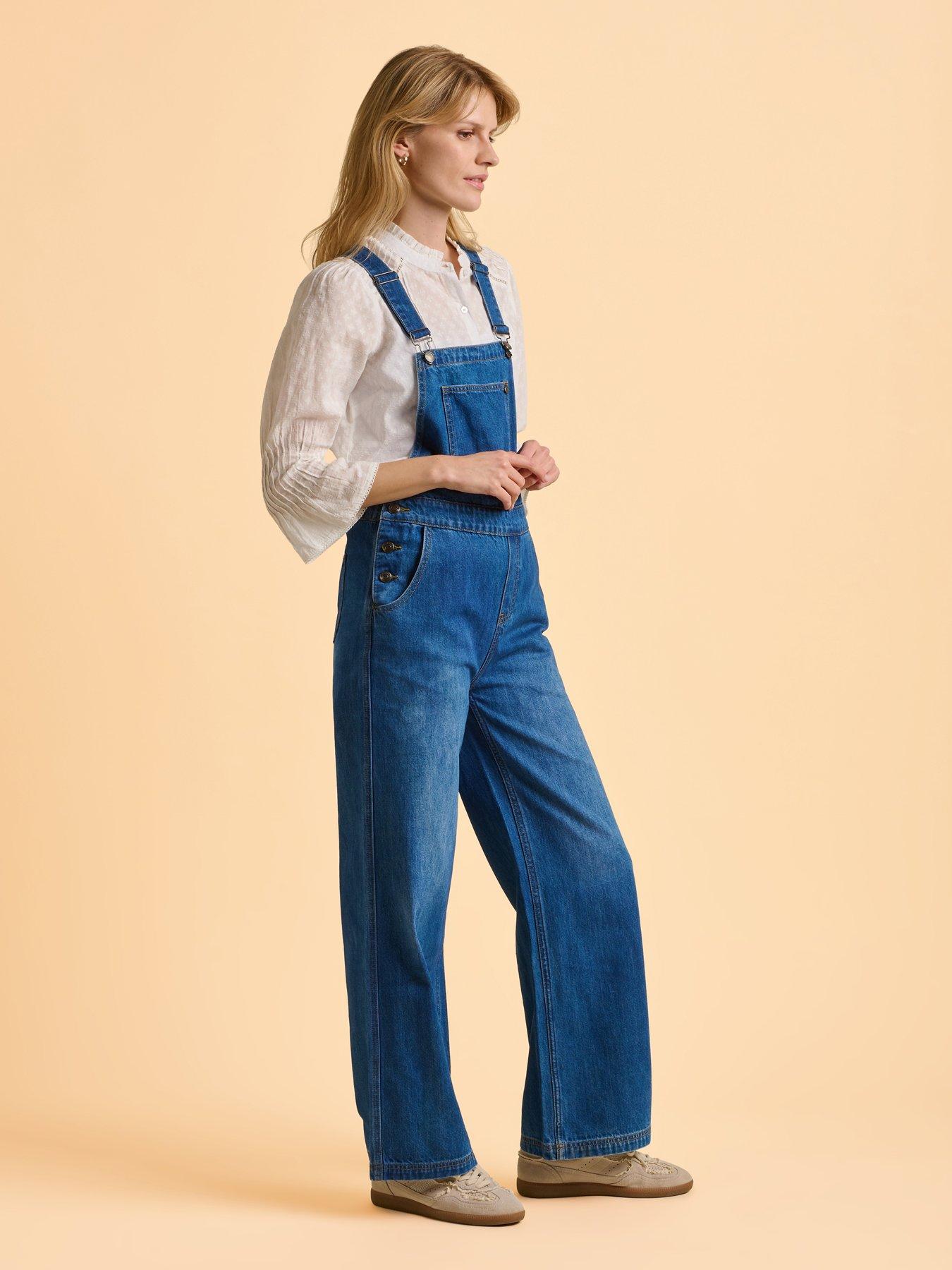 Image 4 of 6 of Brakeburn Leia Denim Dungarees - Navy