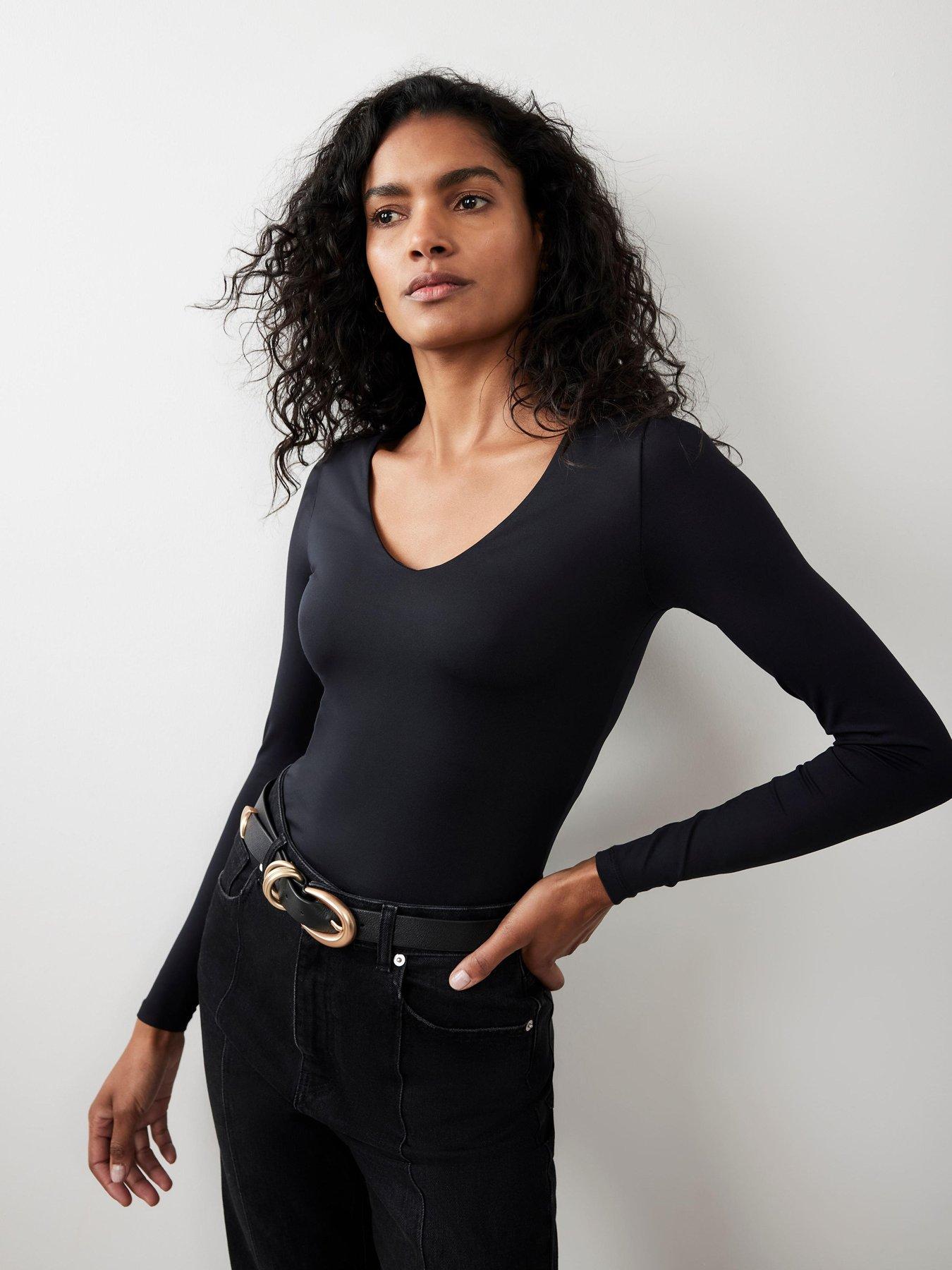 undefined Black V Neck Layering Top