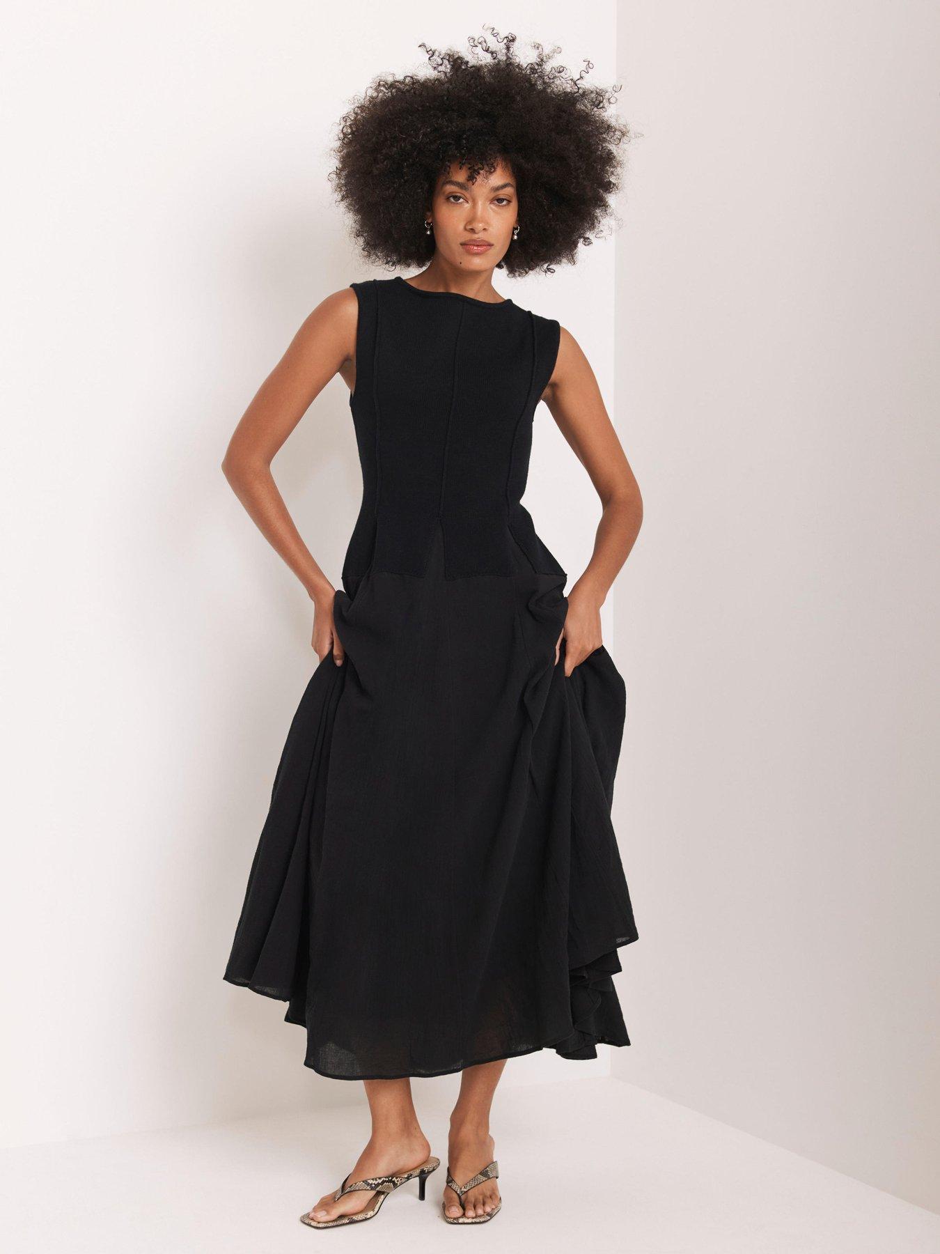Image 2 of 6 of Mint Velvet Navy Cotton Maxi Dress - Black