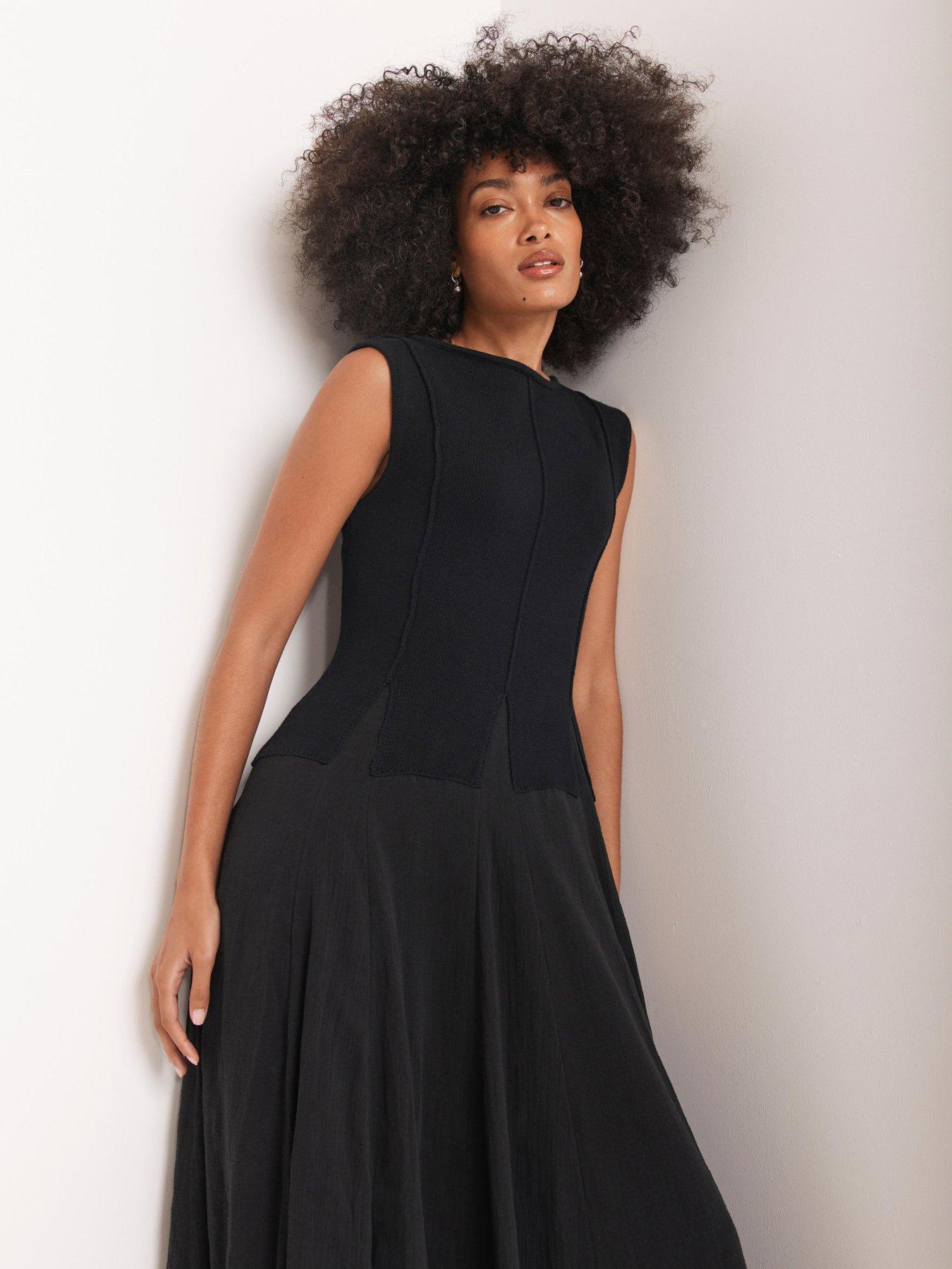 Image 3 of 6 of Mint Velvet Navy Cotton Maxi Dress - Black