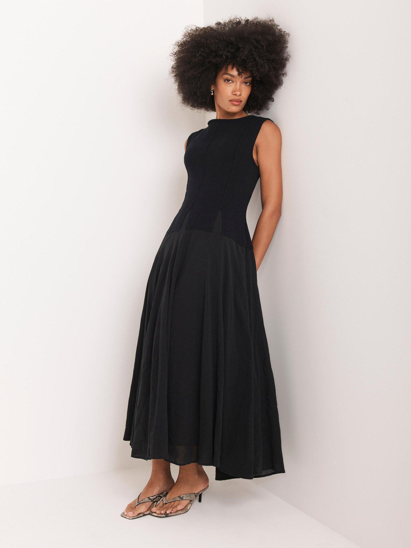 Image 4 of 6 of Mint Velvet Navy Cotton Maxi Dress - Black
