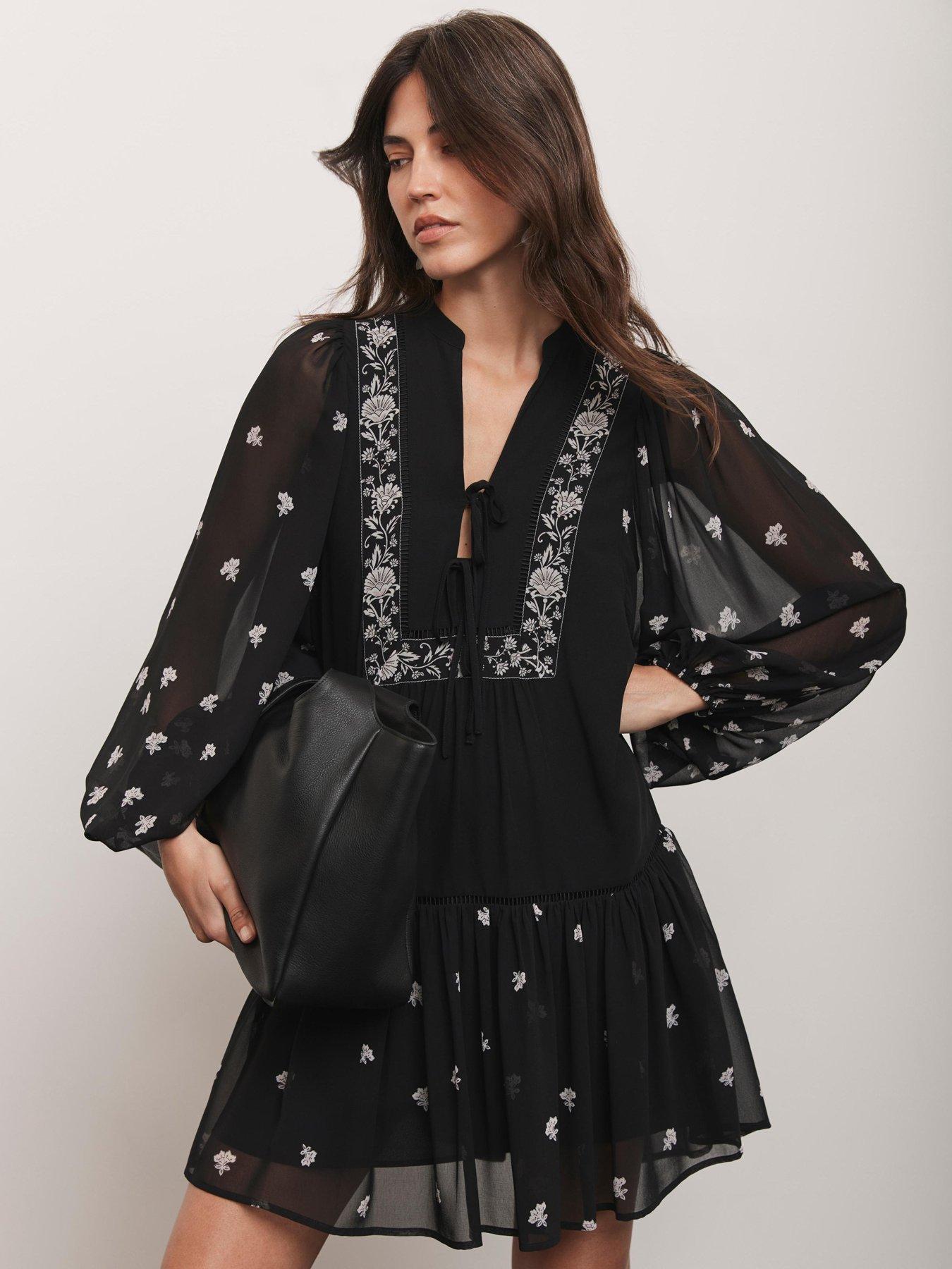 undefined Black Placement Printed Dress
