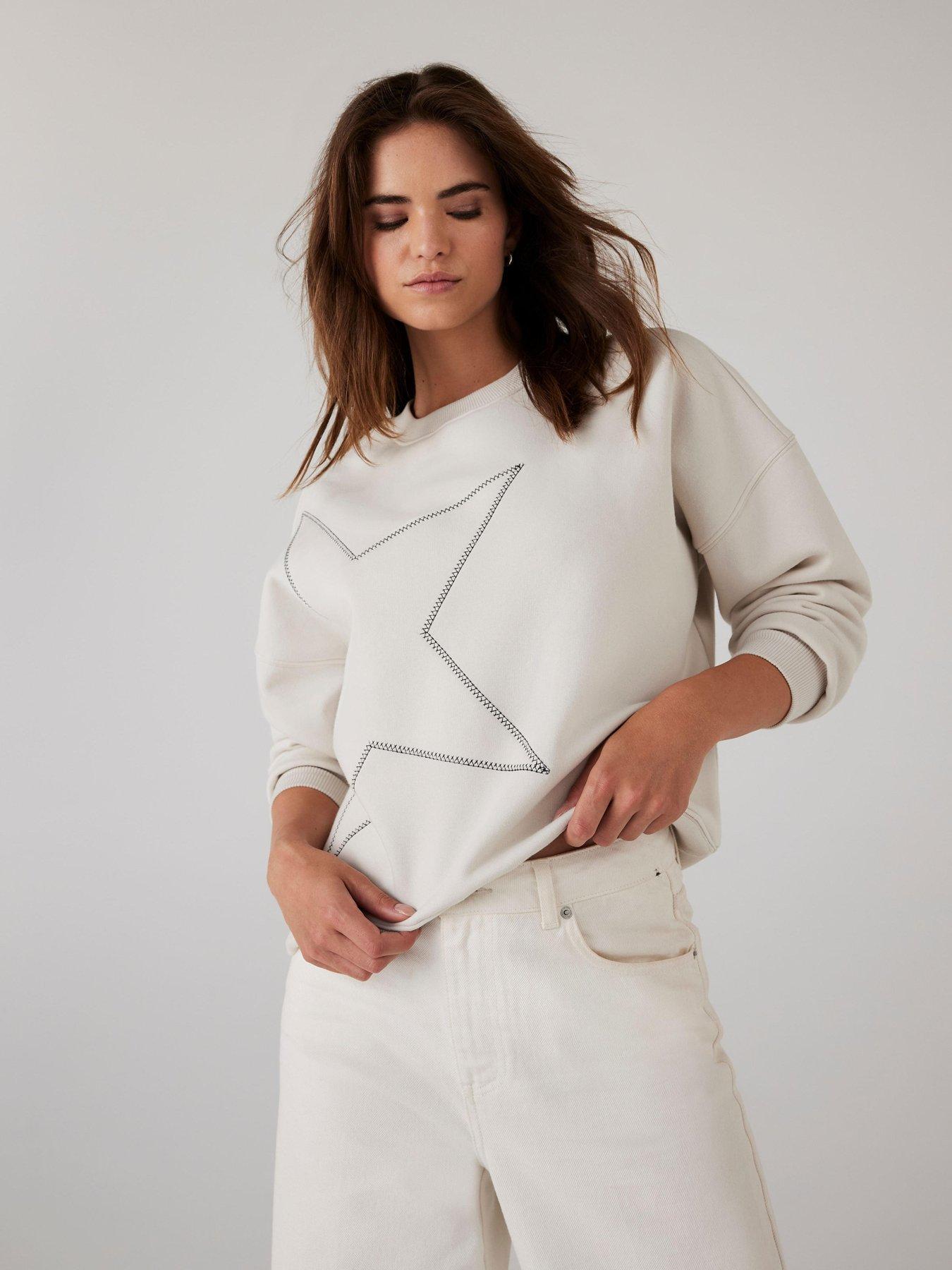 Mint Velvet Cream Star Sweatshirt - White