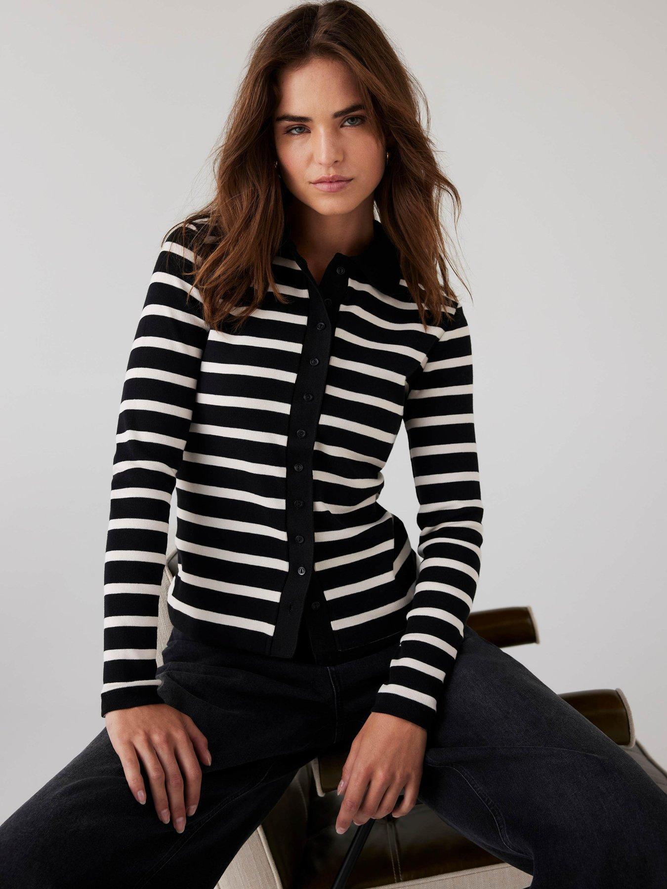 undefined Black Stripe Polo Top
