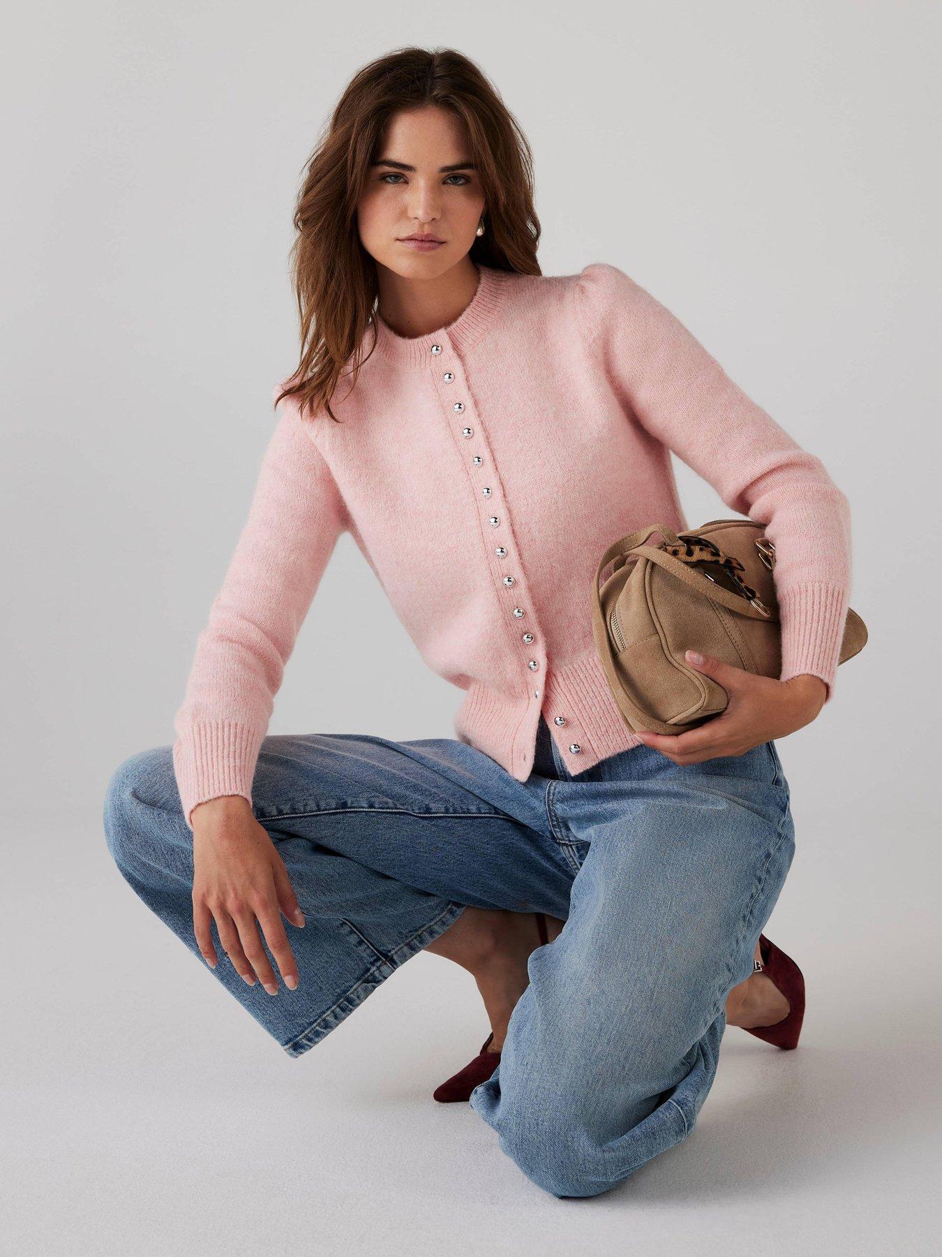 Image 1 of 6 of Mint Velvet Multi Button Cardigan - Pink