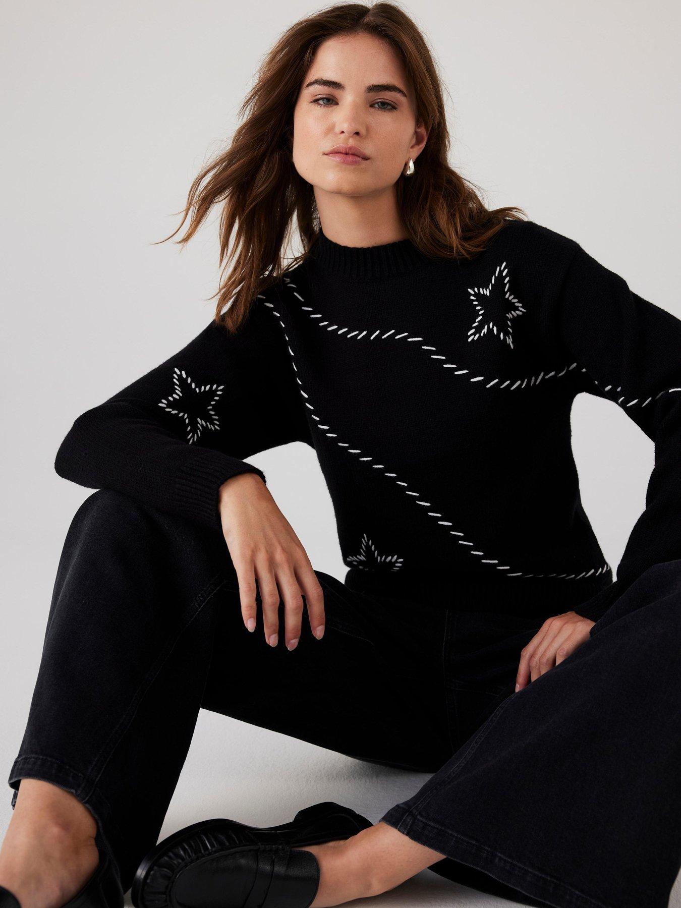 undefined Star Whipstitch Jumper - Black