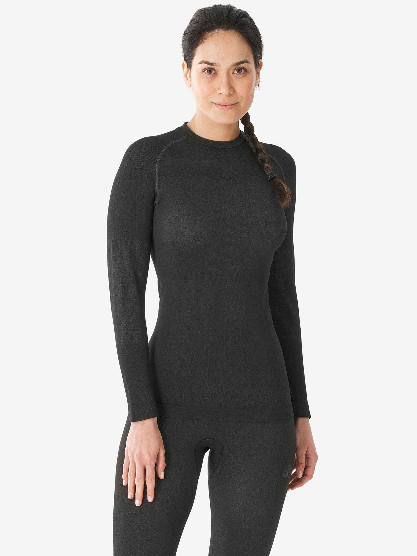 Decathlon Womens Seamless Ski Thermal Baselayer Top - Black