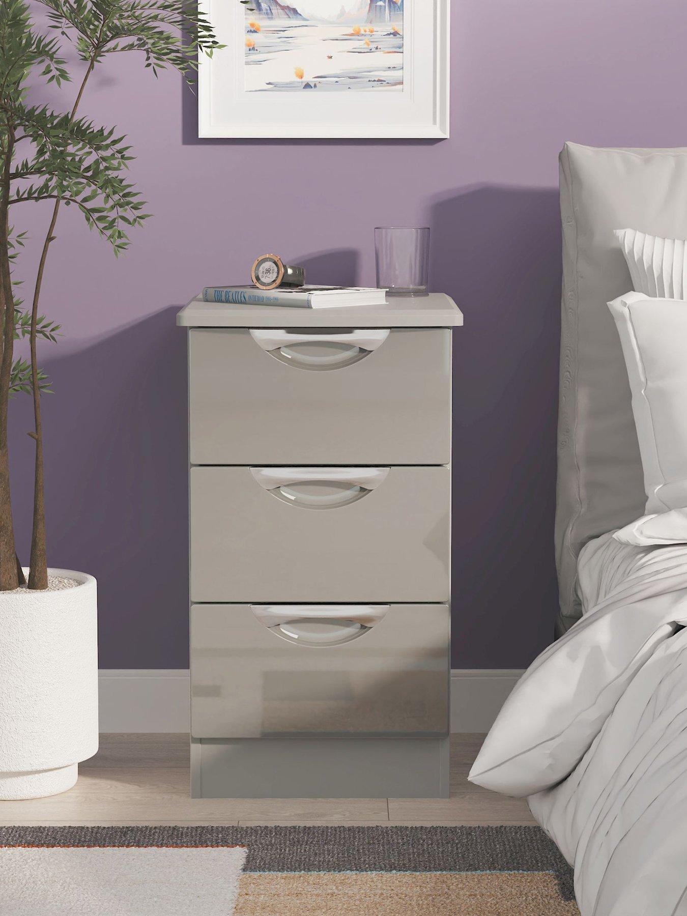 SWIFT Ready Assembled Alva 3 Drawer Bedside Table