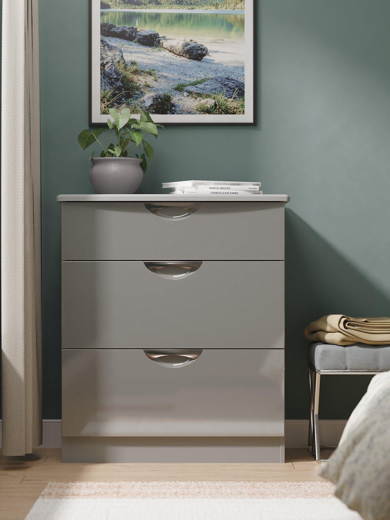 Welcome Furniture Camden 3 Drawer Chest - Grey - Linen Effect - Image 4