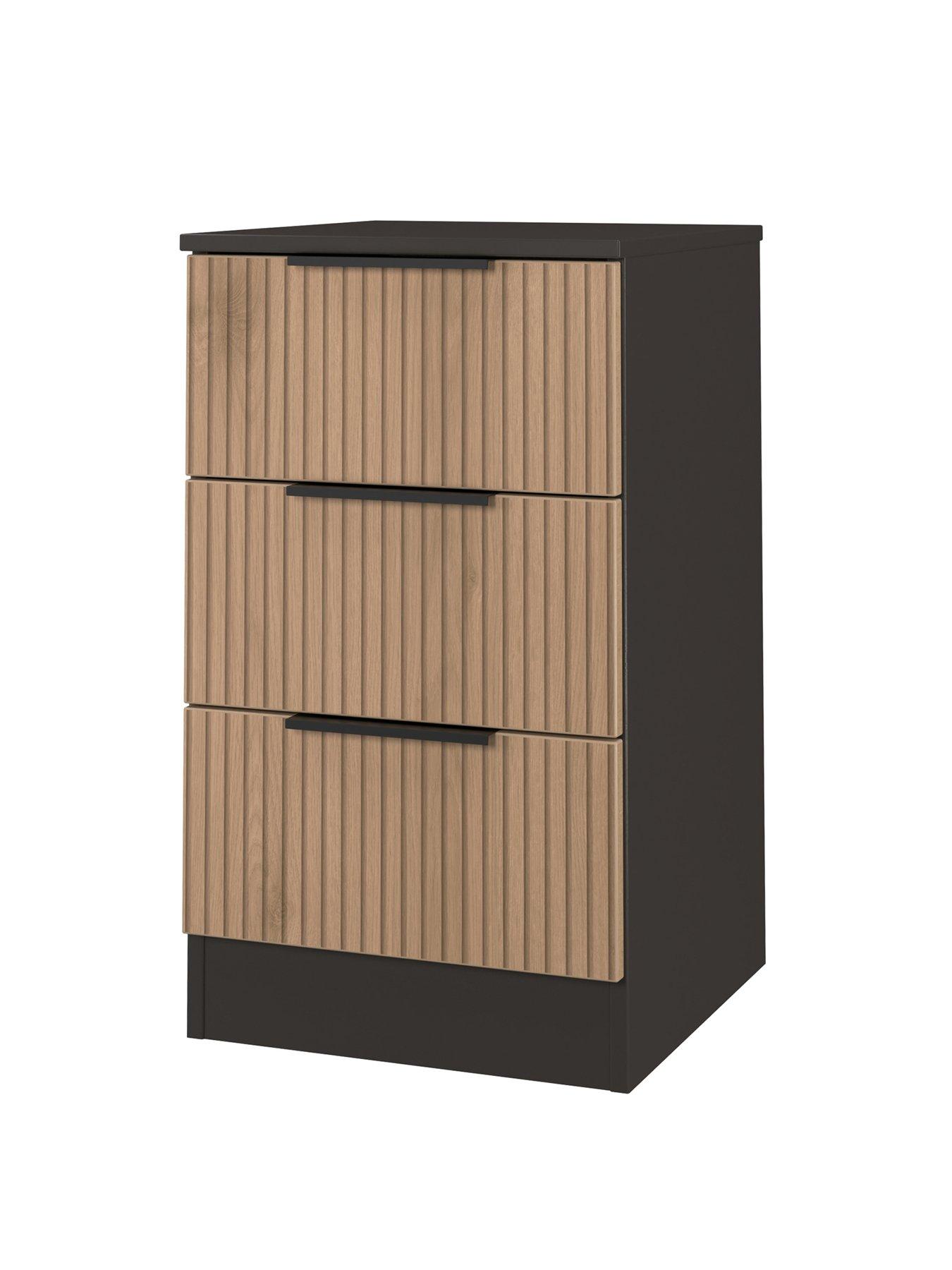 Image 3 of 5 of SWIFT Lane Ready Assembled&nbsp;3 Drawer Bedside Table